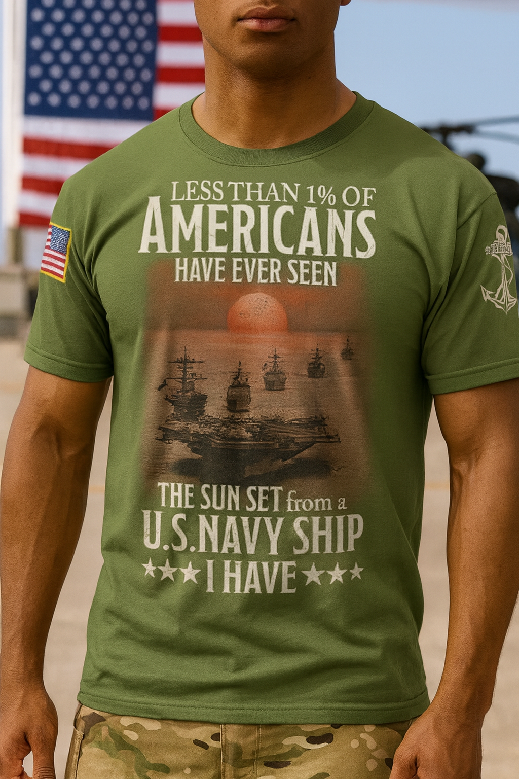 Custom Navy Ship T-Shirt x “Less Than 1% Of Americans Have Ever Seen The Sunset From A U.S. Navy Ship I Have”
