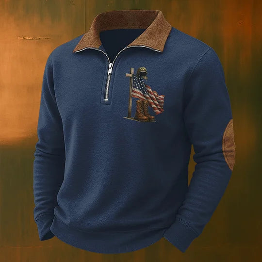 Men's Veteran Casual Zipper Sweatshirt