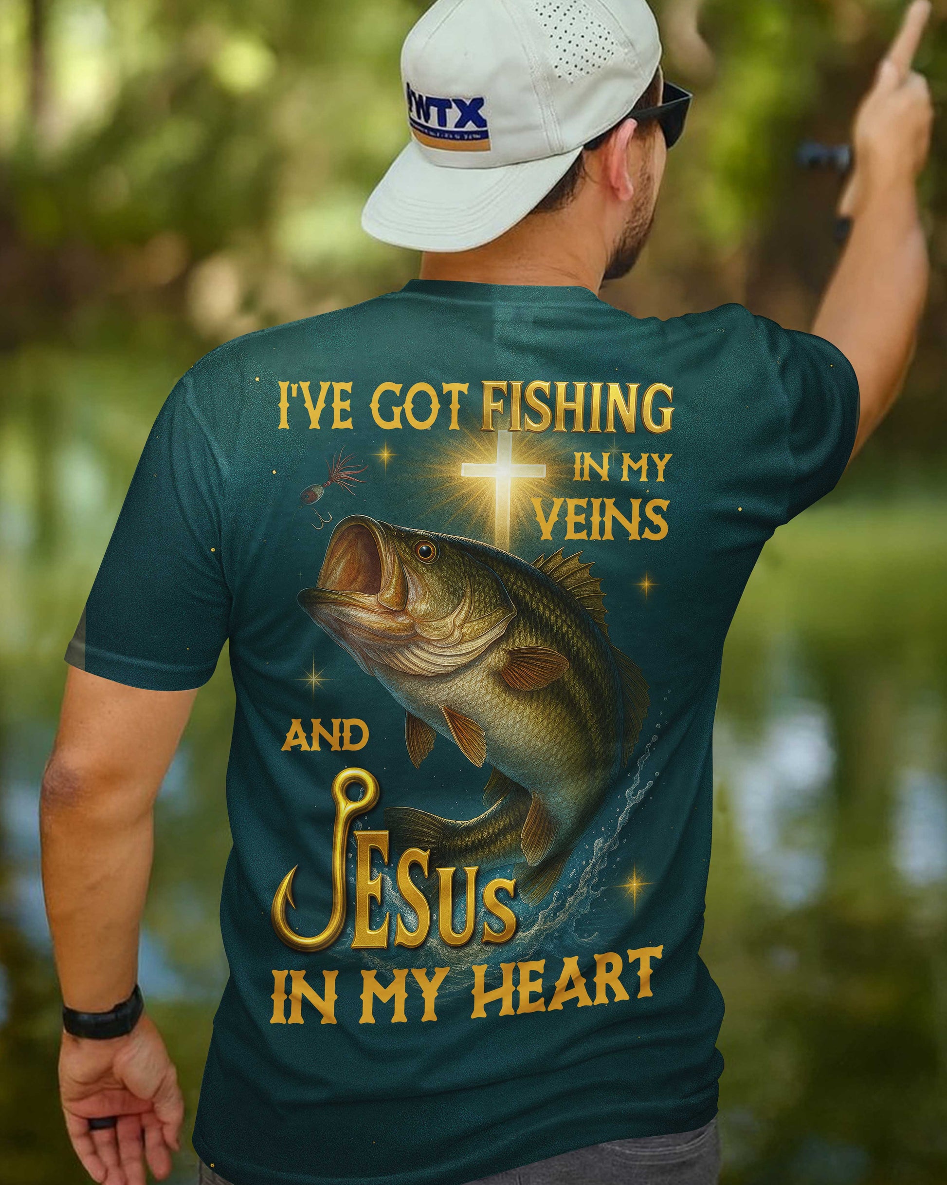 I've Got Fishing In My Veins And Jesus In My Heart All Over Print T-Shirt