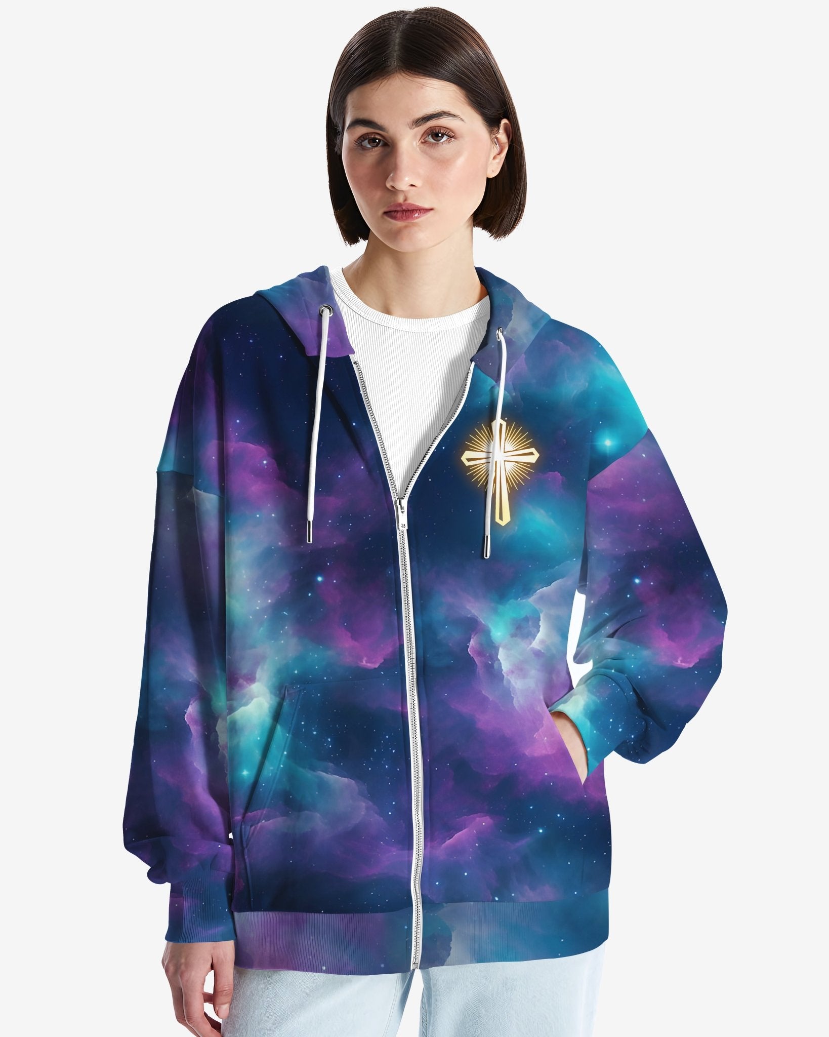 For We Walk By Faith Not By Sight All Over Print Zip Hoodie