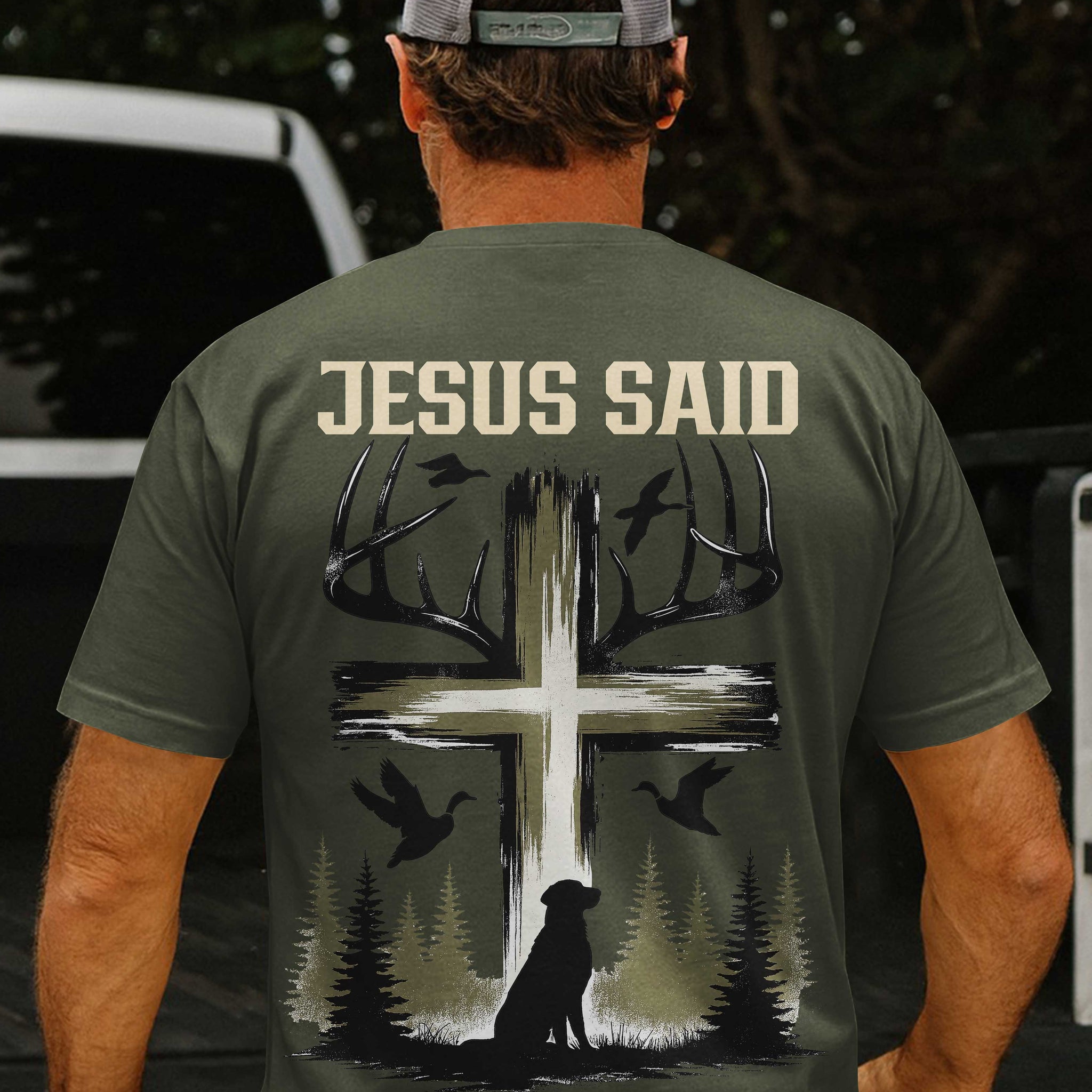 Jesus Said Go Hunting All Over Print T-Shirt