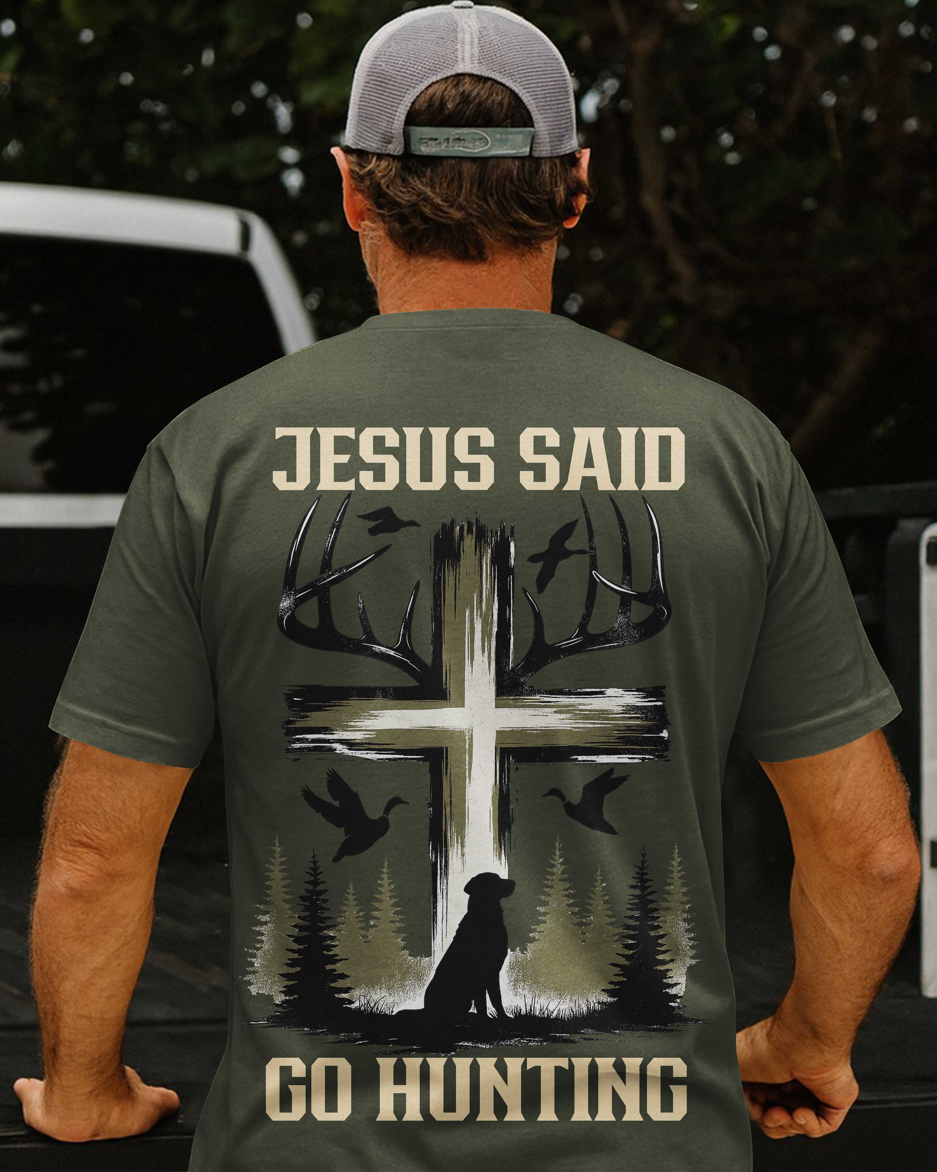 Jesus Said Go Hunting All Over Print T-Shirt