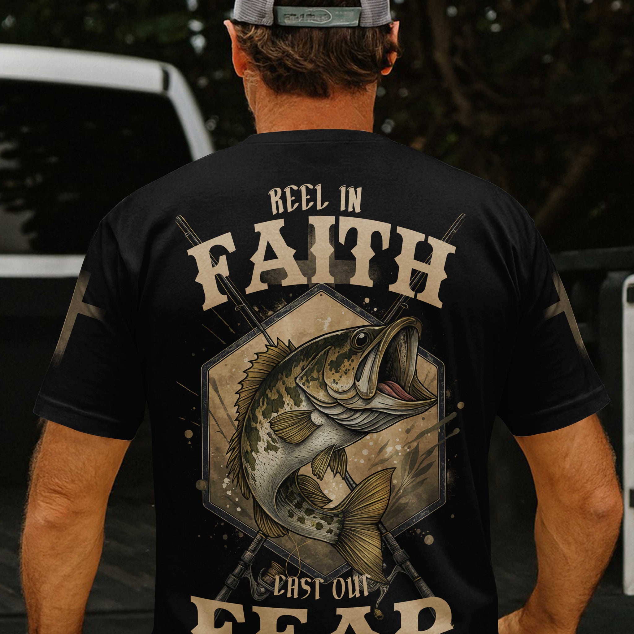 Reel In Faith Cast Out Fear All Over Print T-Shirt