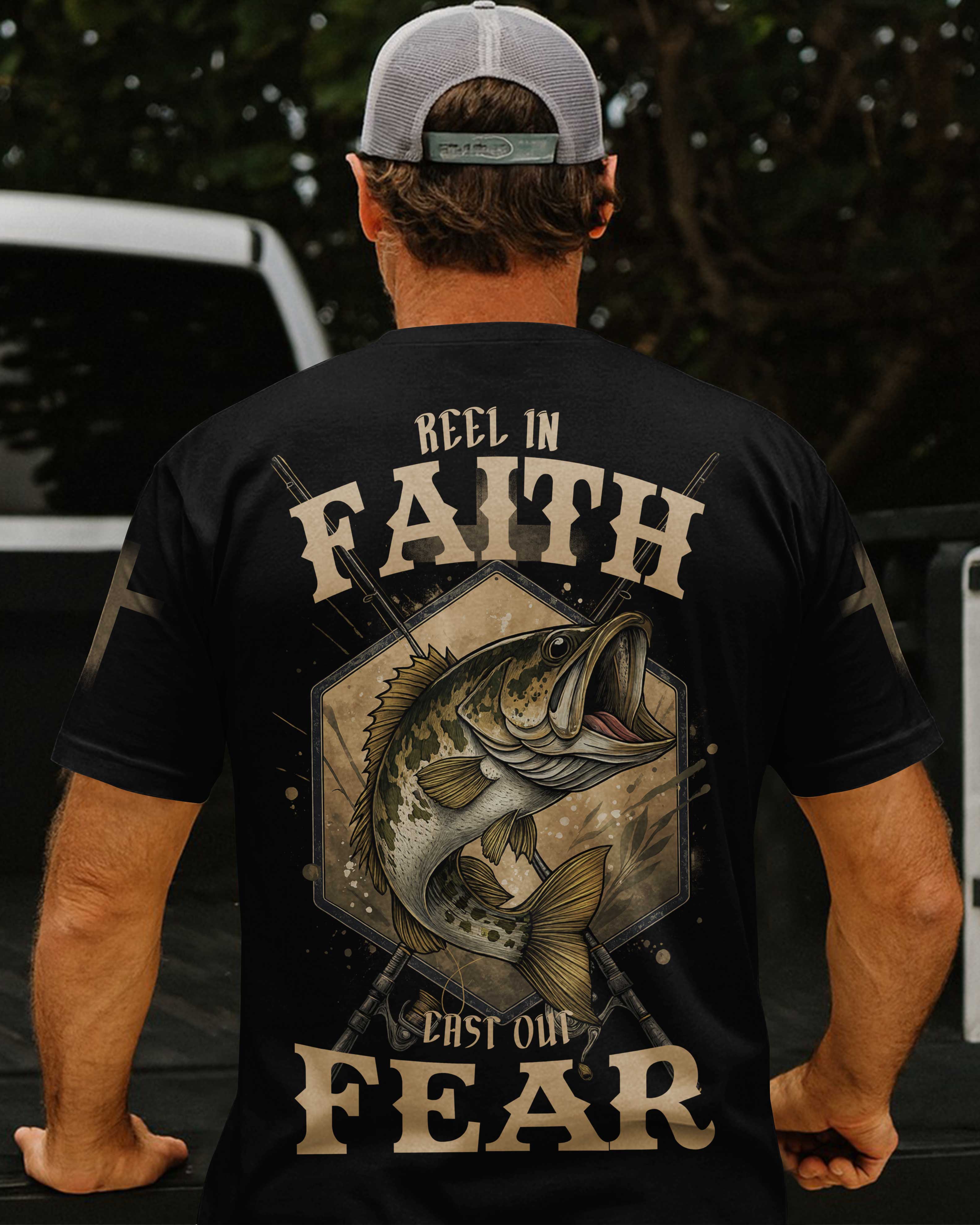 Reel In Faith Cast Out Fear All Over Print T-Shirt