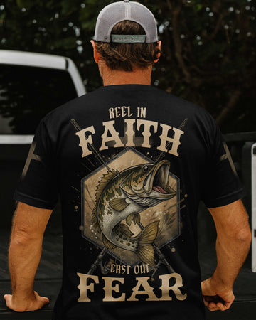 Reel In Faith Cast Out Fear All Over Print T-Shirt