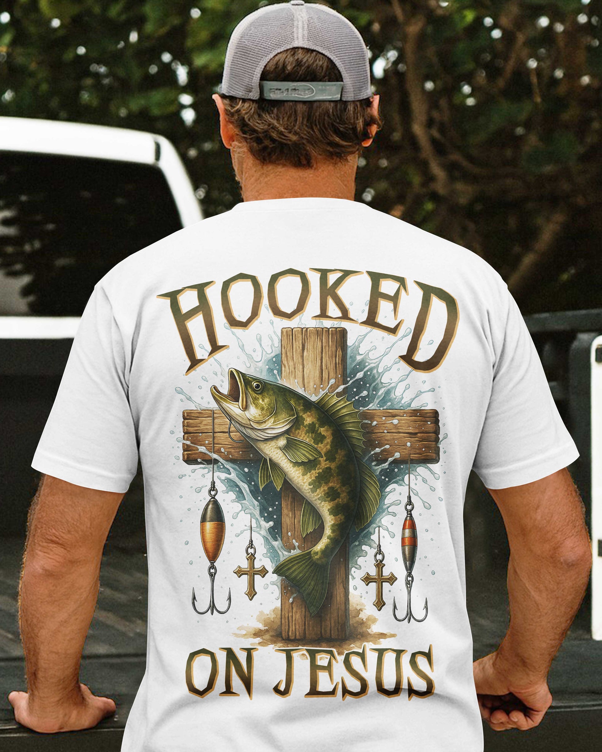 Hooked On Jesus All Over Print T-Shirt