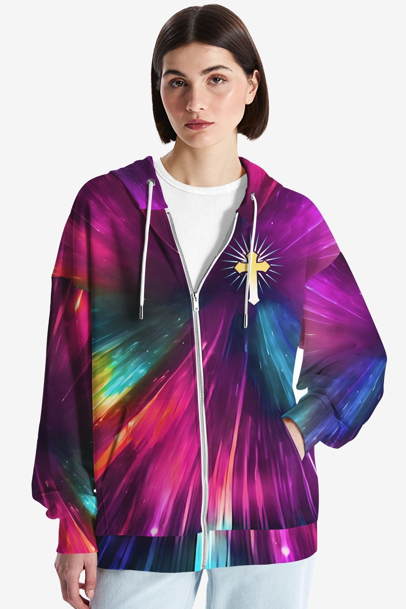 For God So Loved The World All Over Print Zip Hoodie