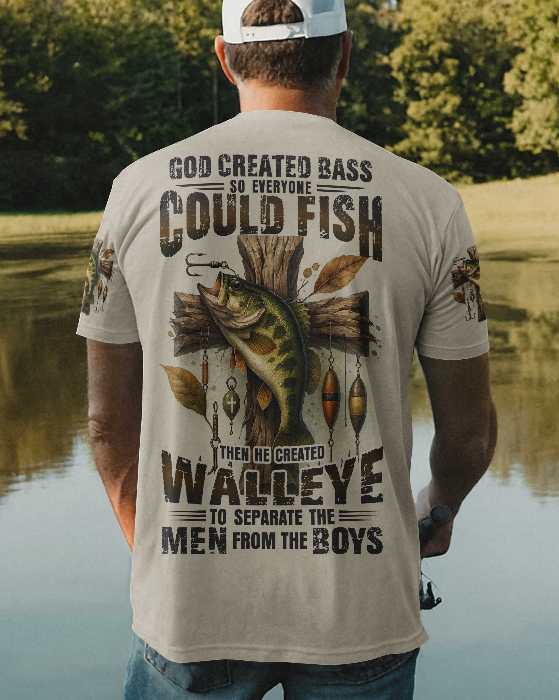 God Created Bass So Everyone Could Fish Then He Created Walleye To Separate The Men From The Boys All Over Print T-Shirt