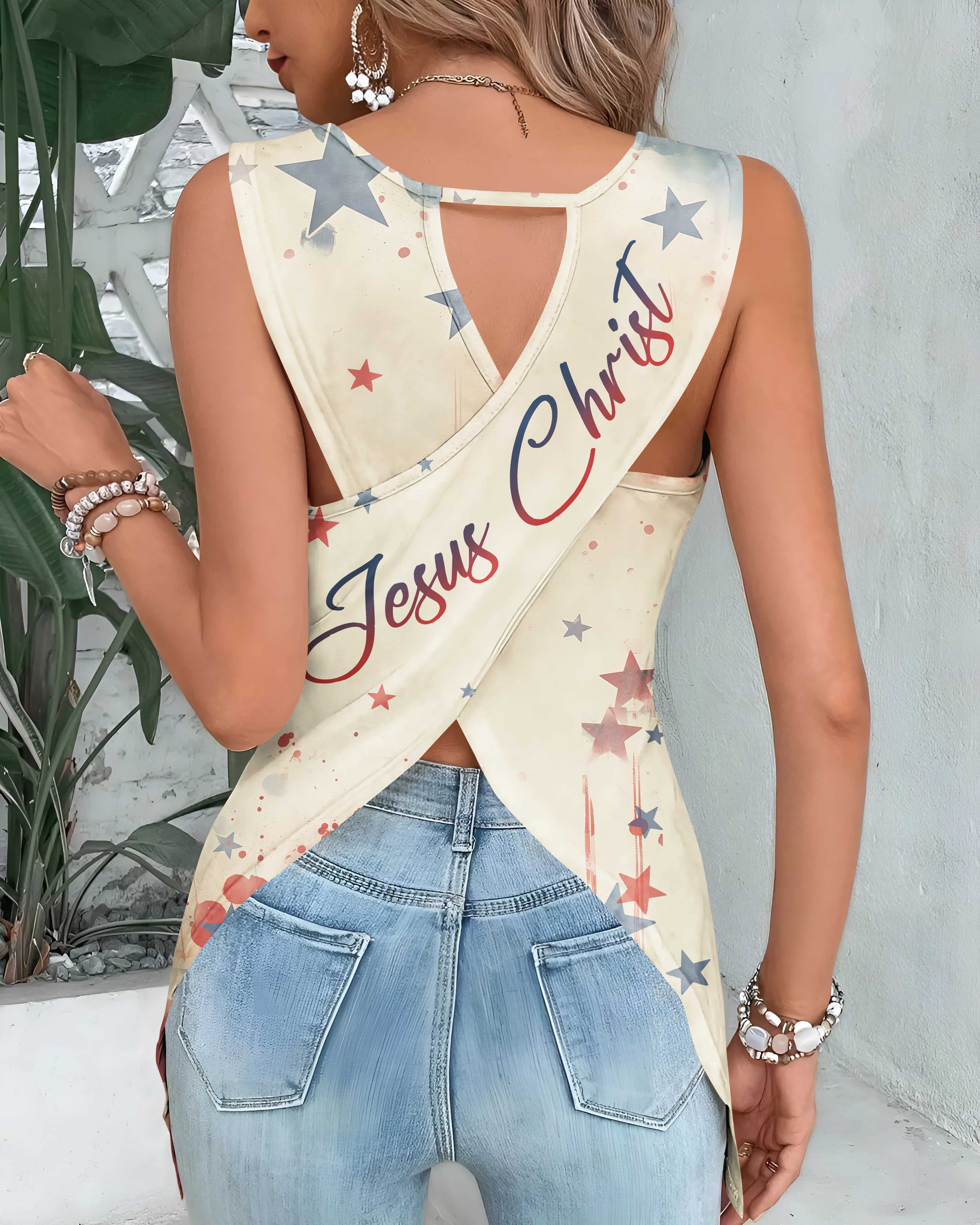 I Can Do All Things Through Christ All Over Print Crop Out Wrap Back Tank Top