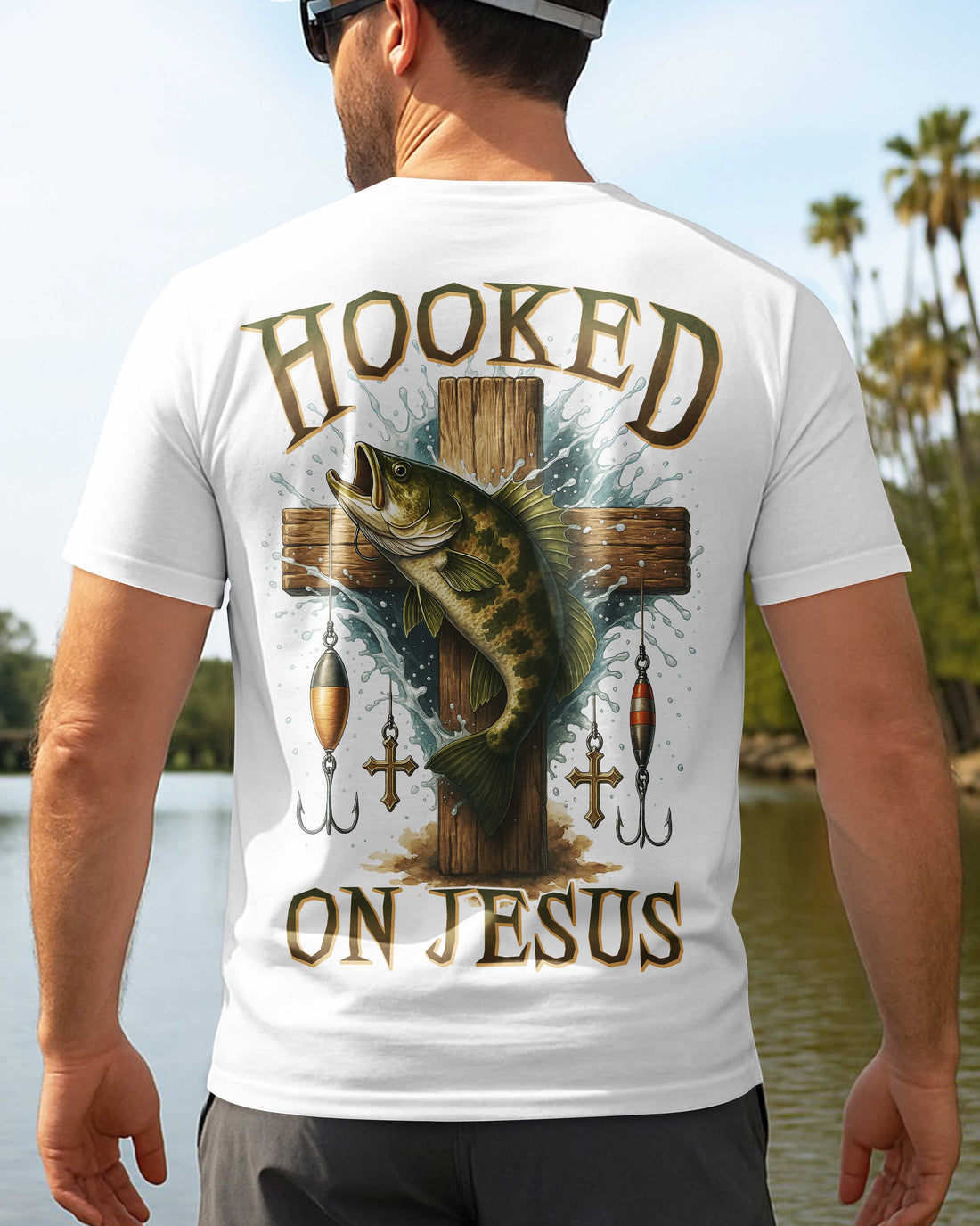 Hooked On Jesus All Over Print T-Shirt