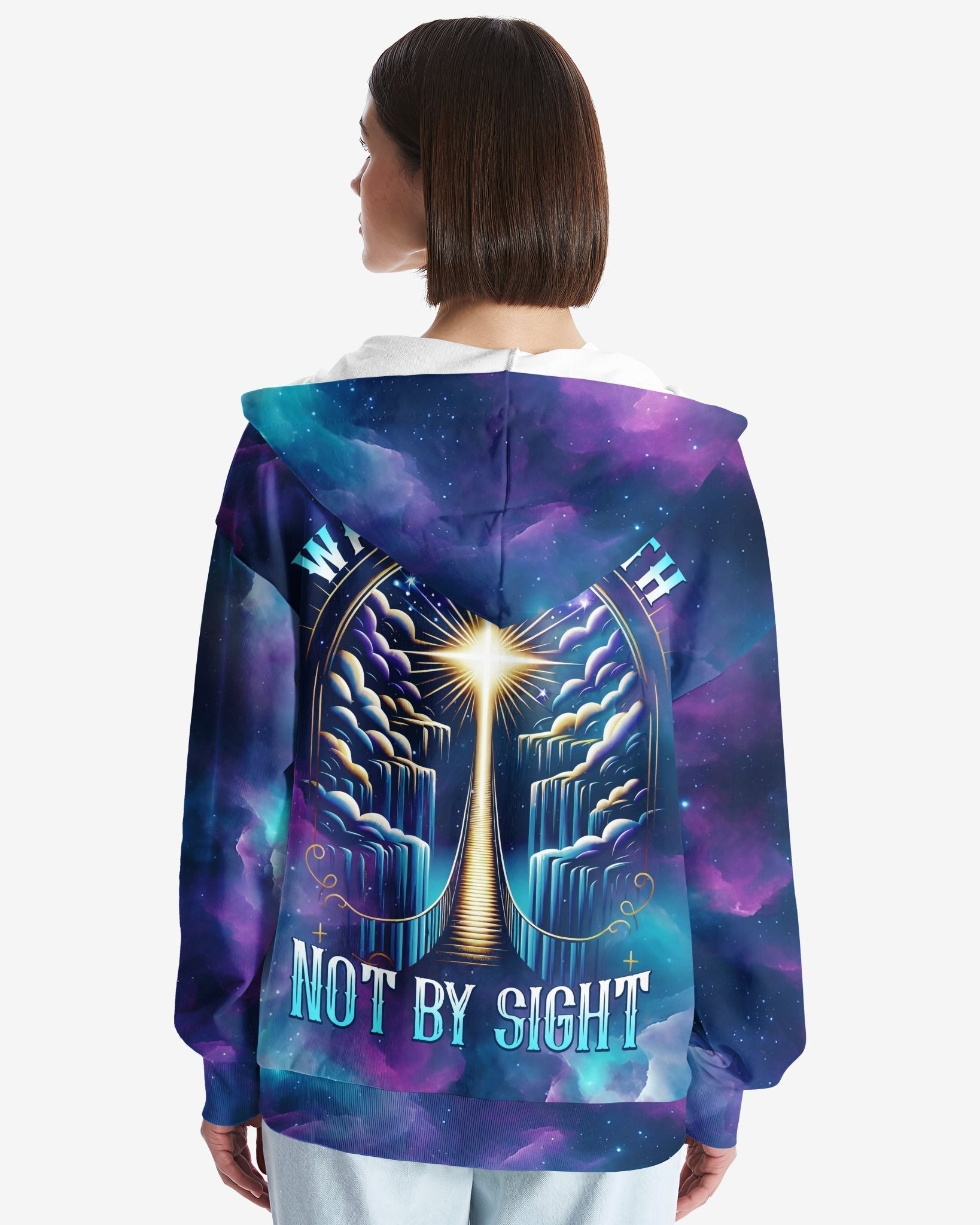 For We Walk By Faith Not By Sight All Over Print Zip Hoodie