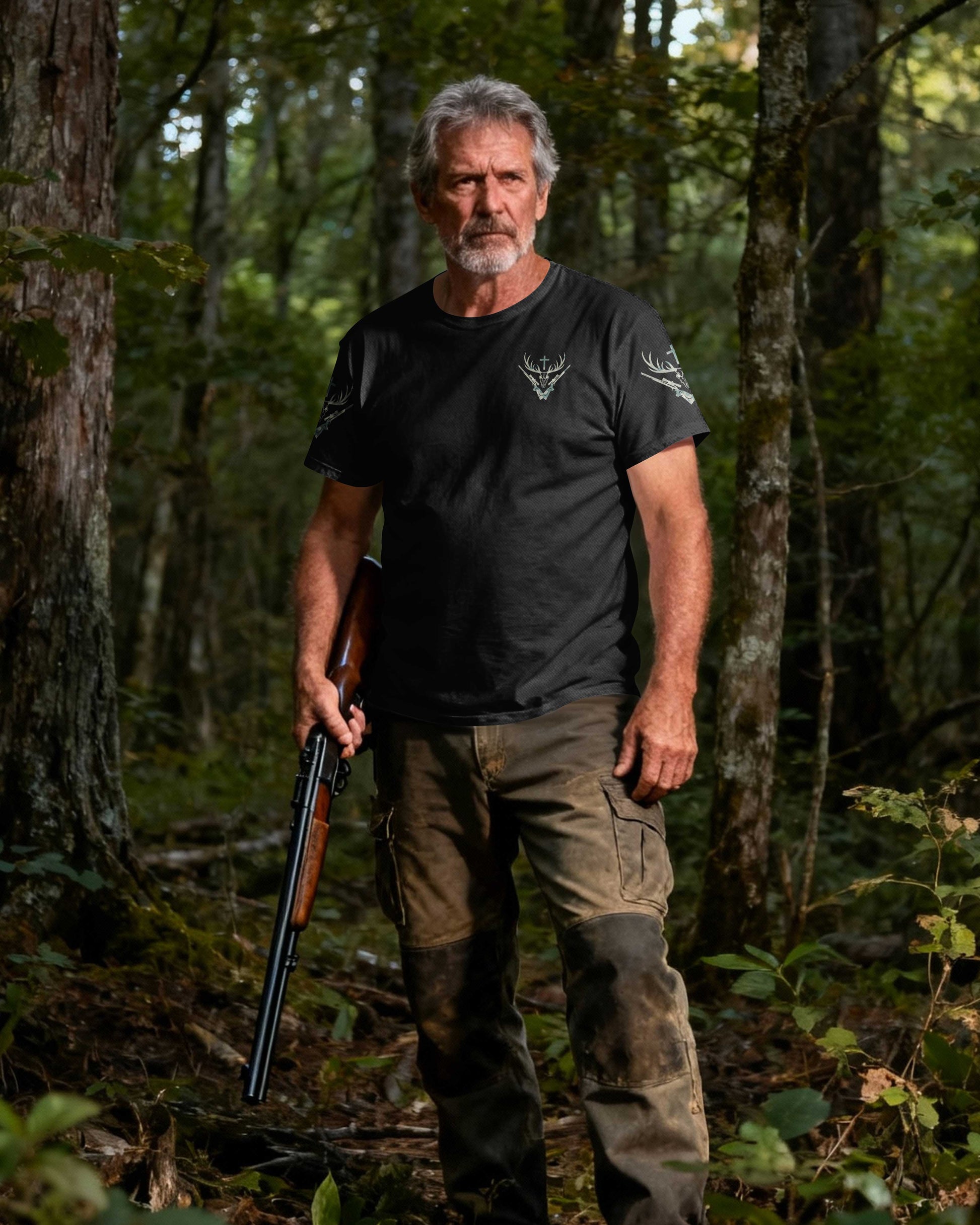 God First Family Second Then Hunting All Over Print T-Shirt