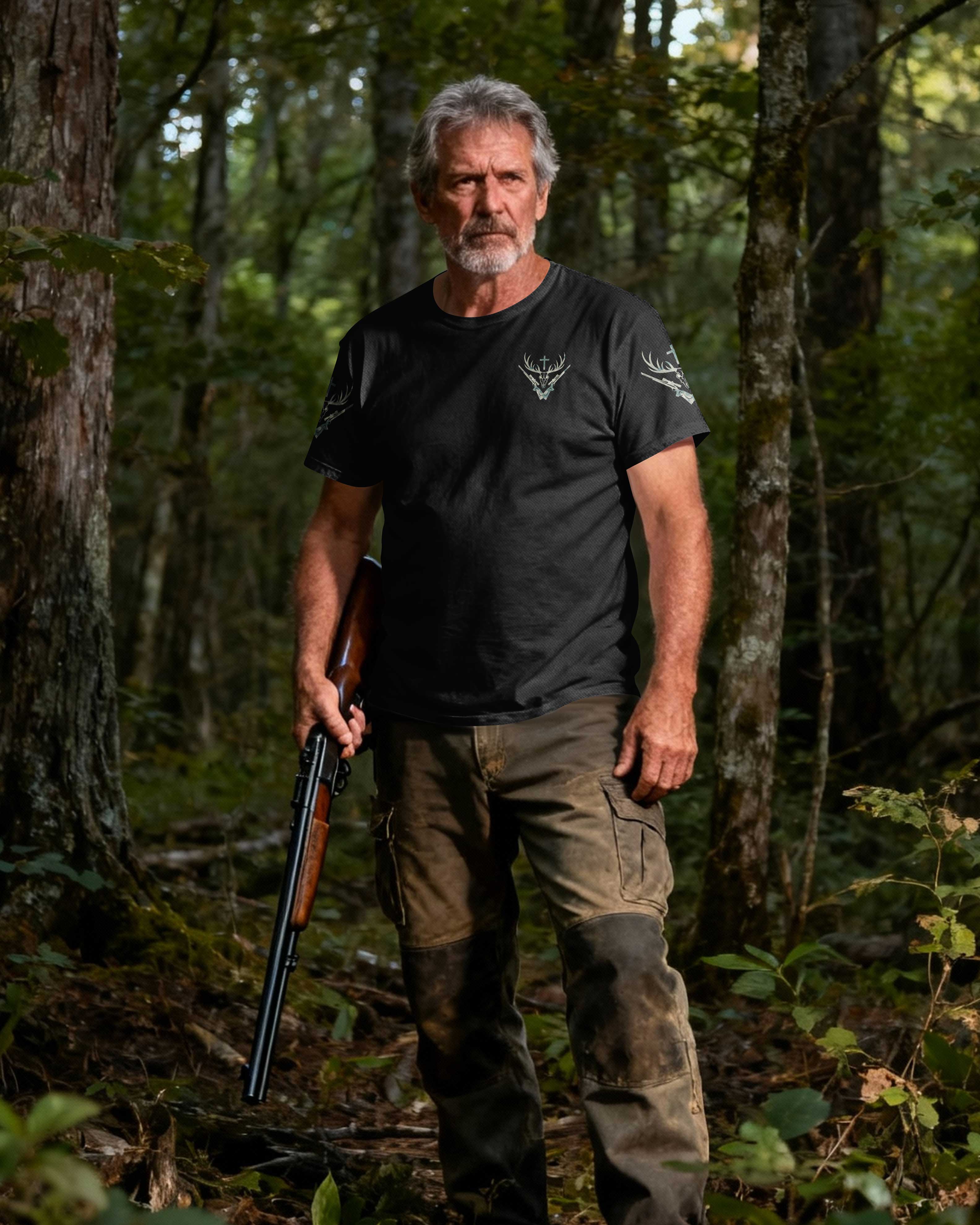 God First Family Second Then Hunting All Over Print T-Shirt