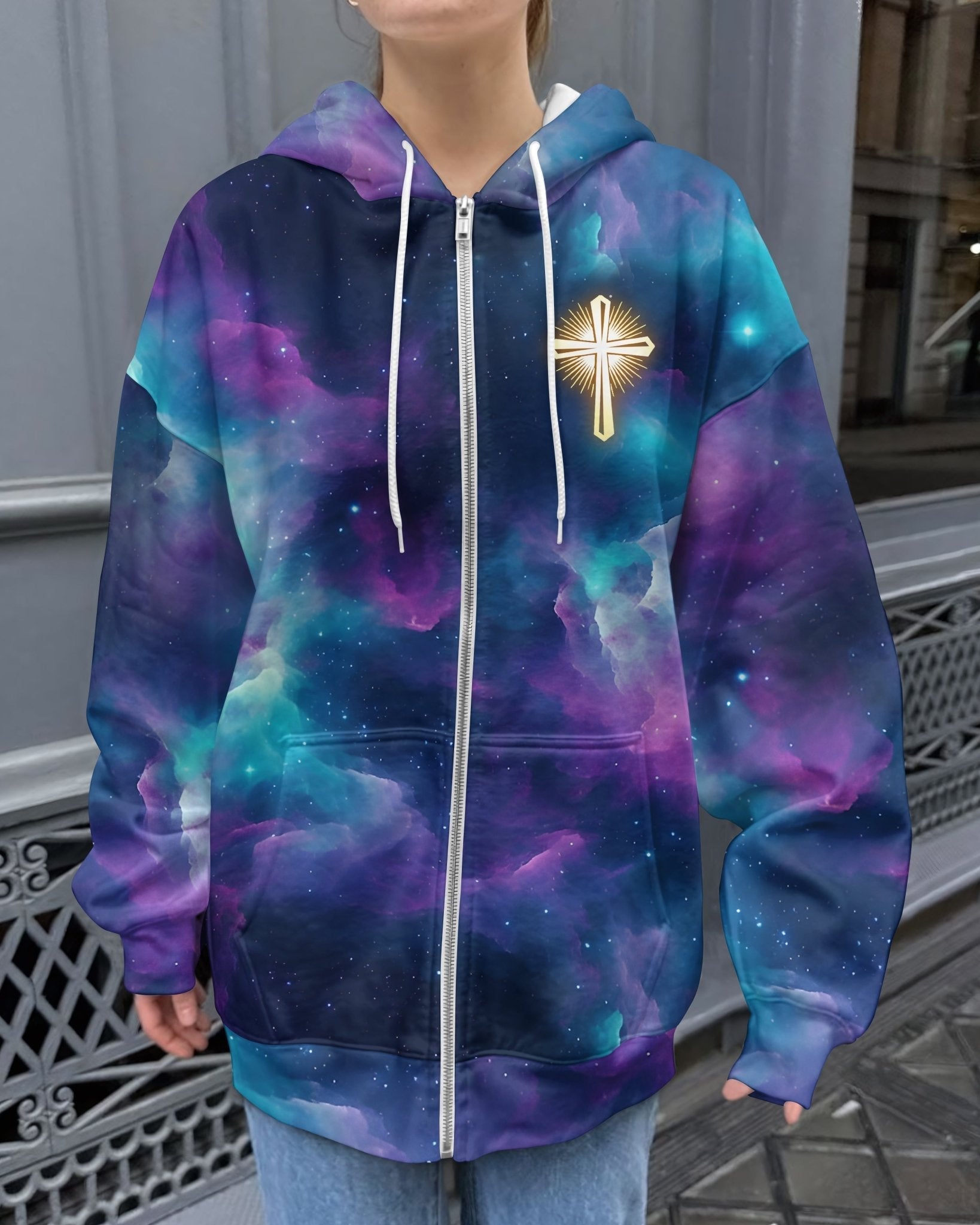 For We Walk By Faith Not By Sight All Over Print Zip Hoodie