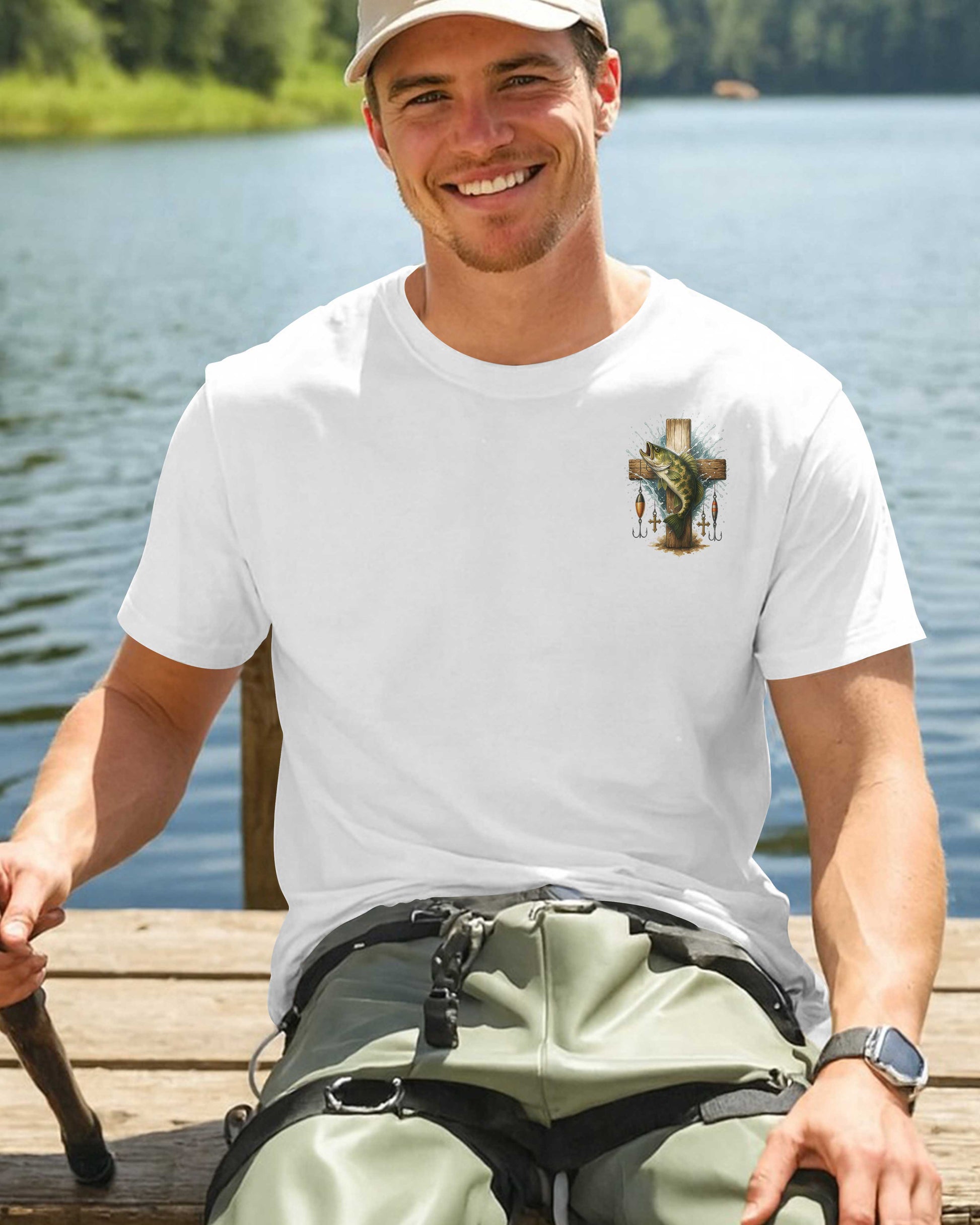 Hooked On Jesus All Over Print T-Shirt