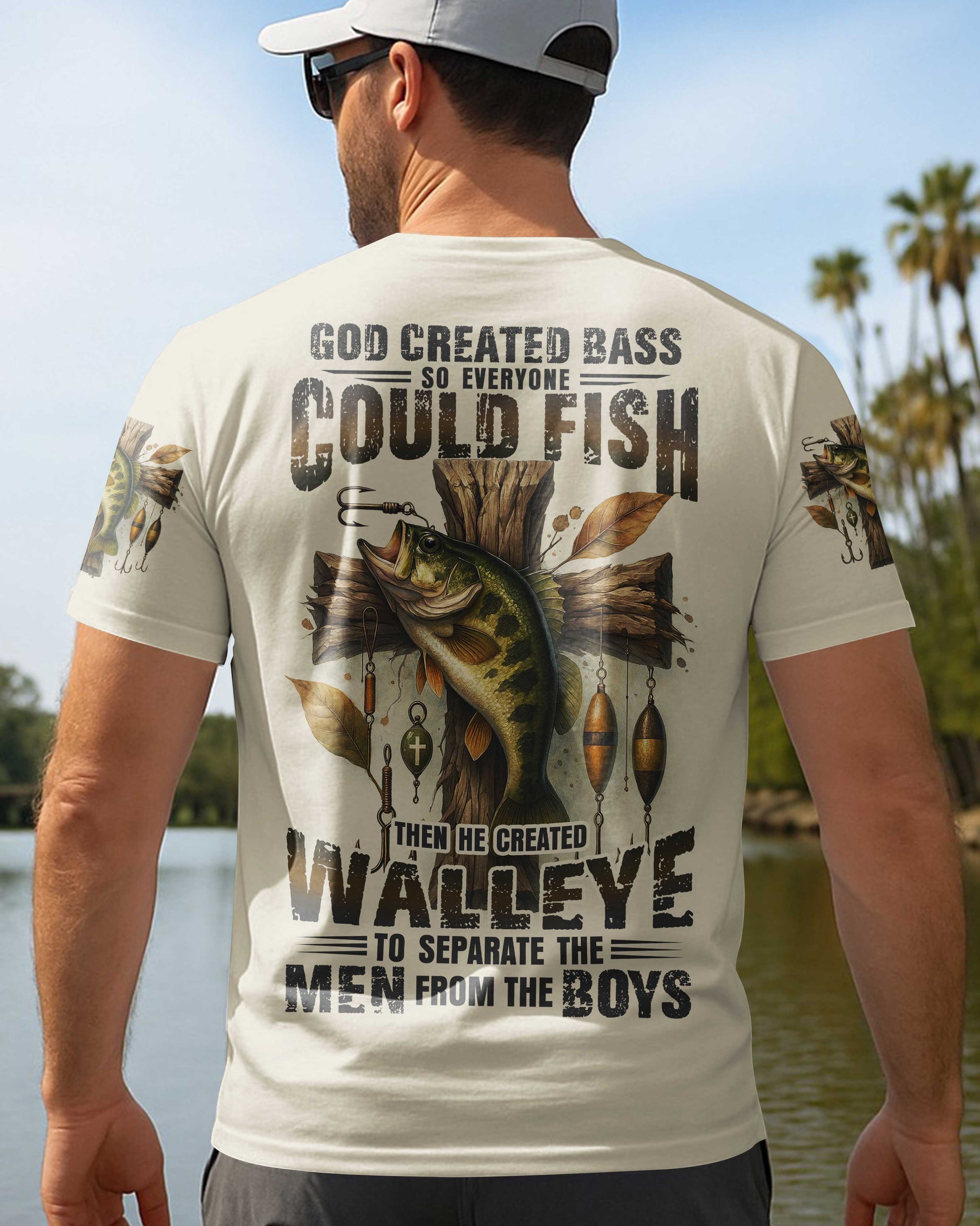 God Created Bass So Everyone Could Fish Then He Created Walleye To Separate The Men From The Boys All Over Print T-Shirt