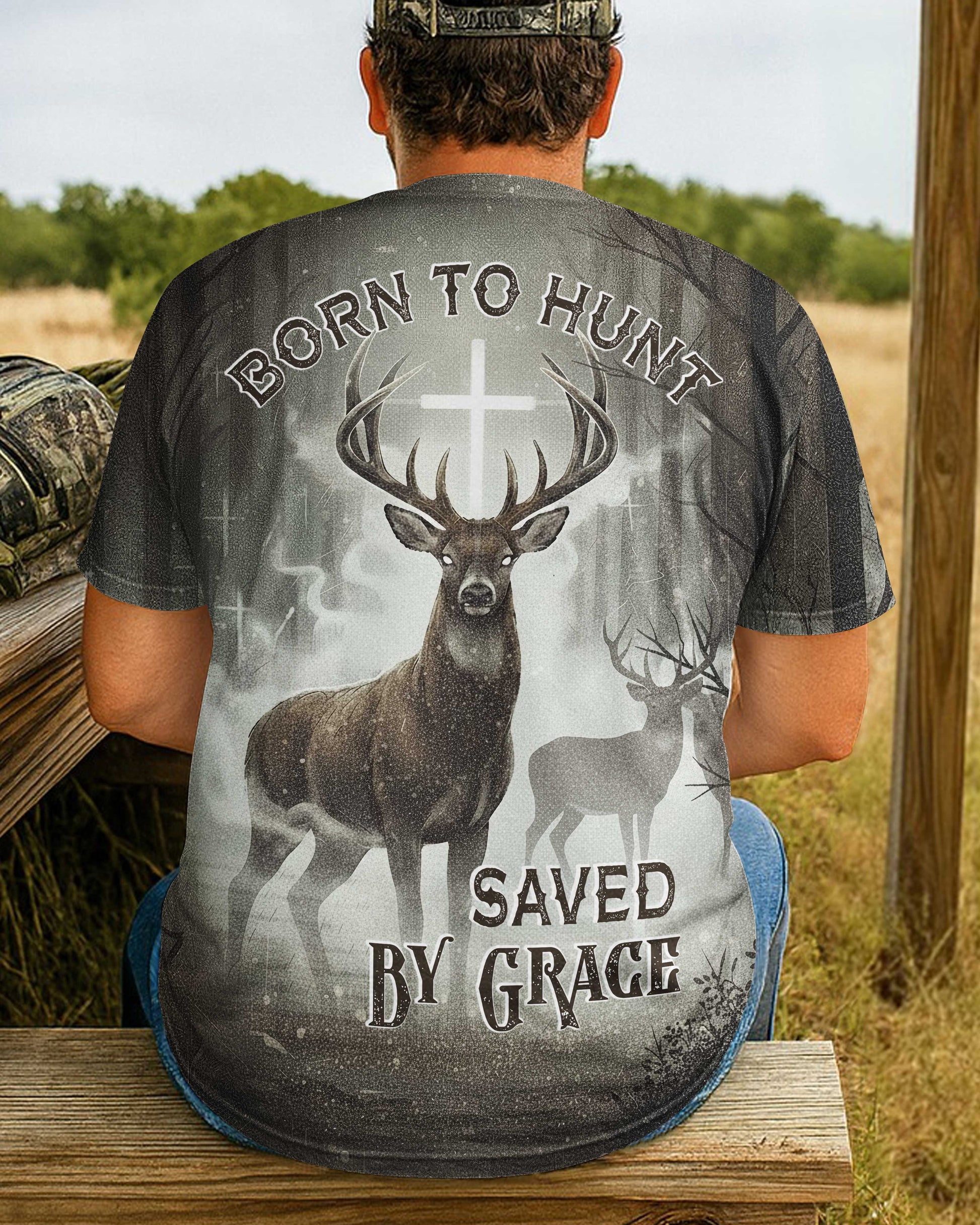 Born To Hunt Saved By Grace All Over Print T-Shirt