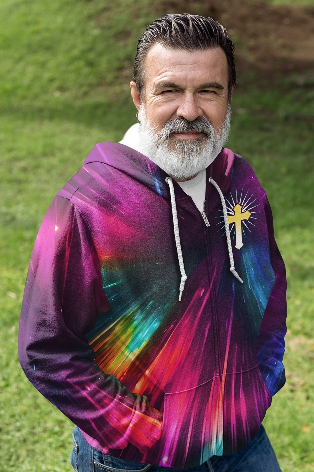 For God So Loved The World All Over Print Zip Hoodie