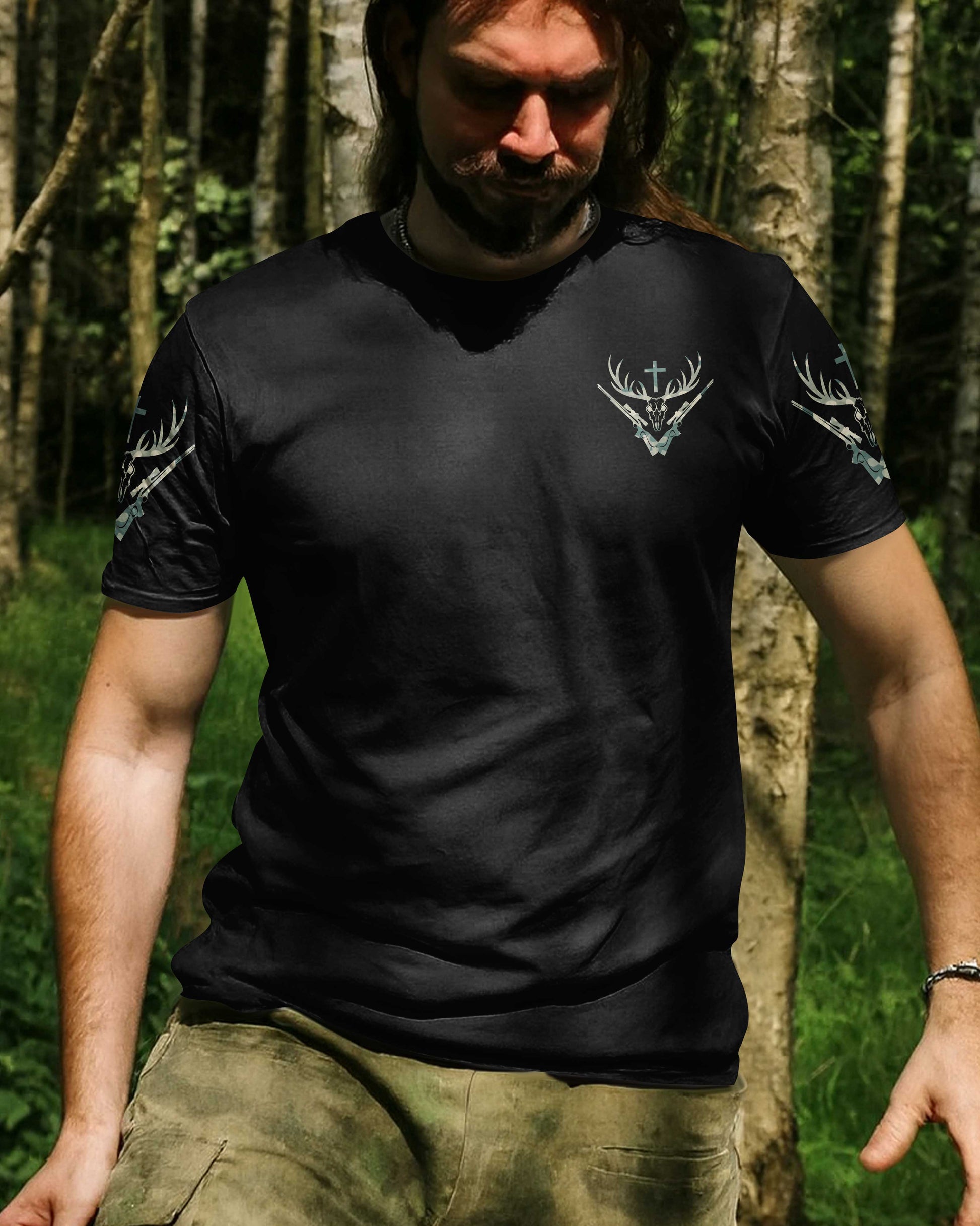 God First Family Second Then Hunting All Over Print T-Shirt