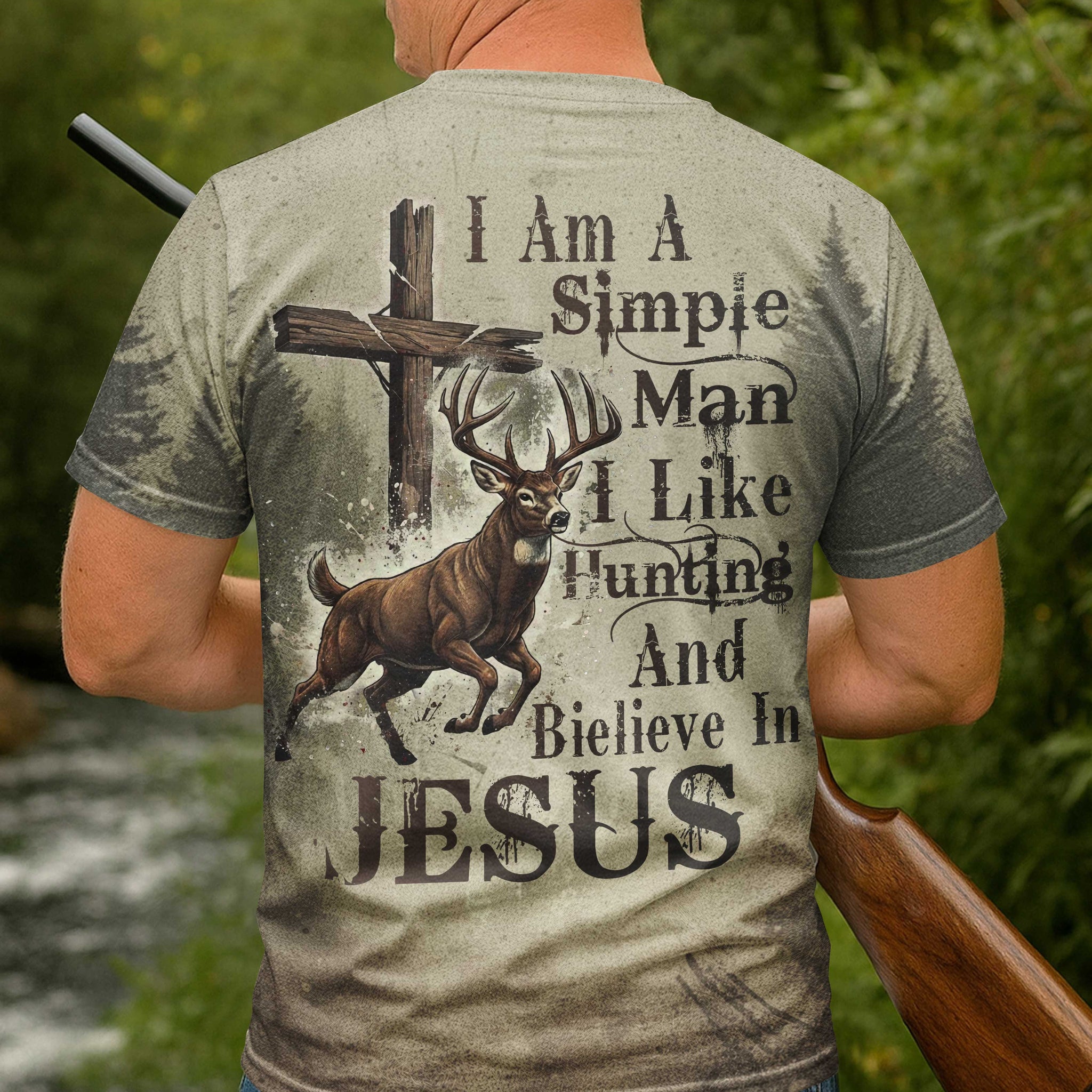 I Like Hunting And Believe In Jesus All Over Print T-Shirt