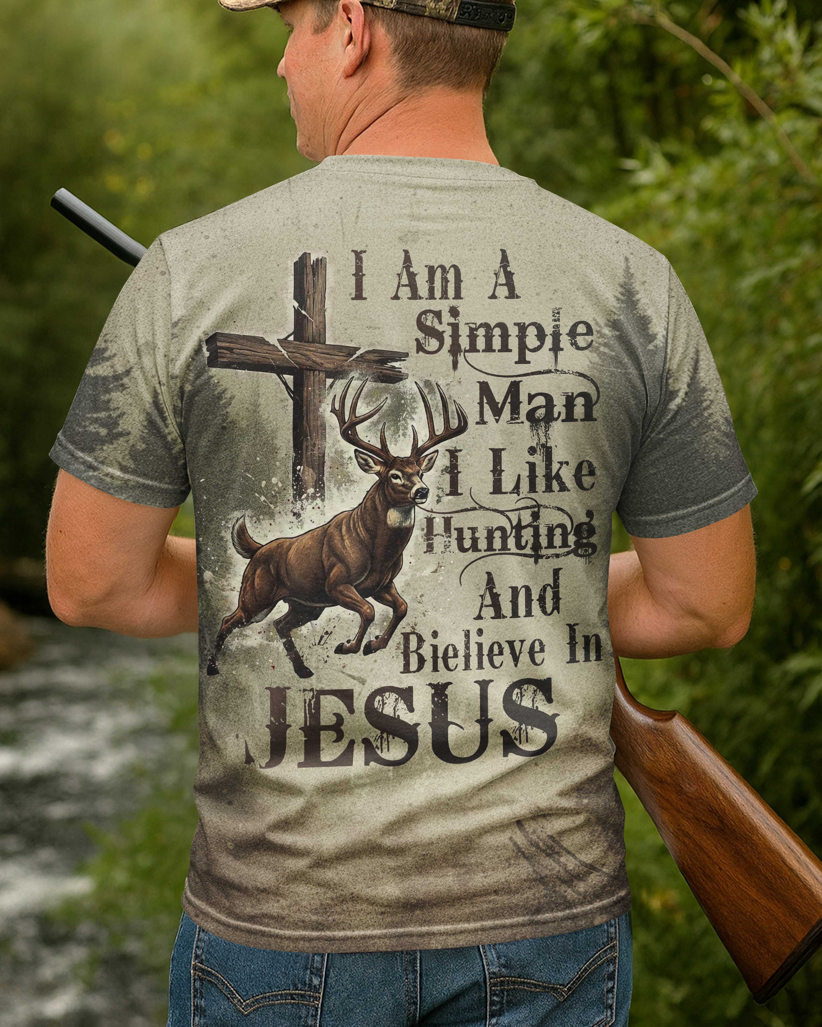 I Like Hunting And Believe In Jesus All Over Print T-Shirt