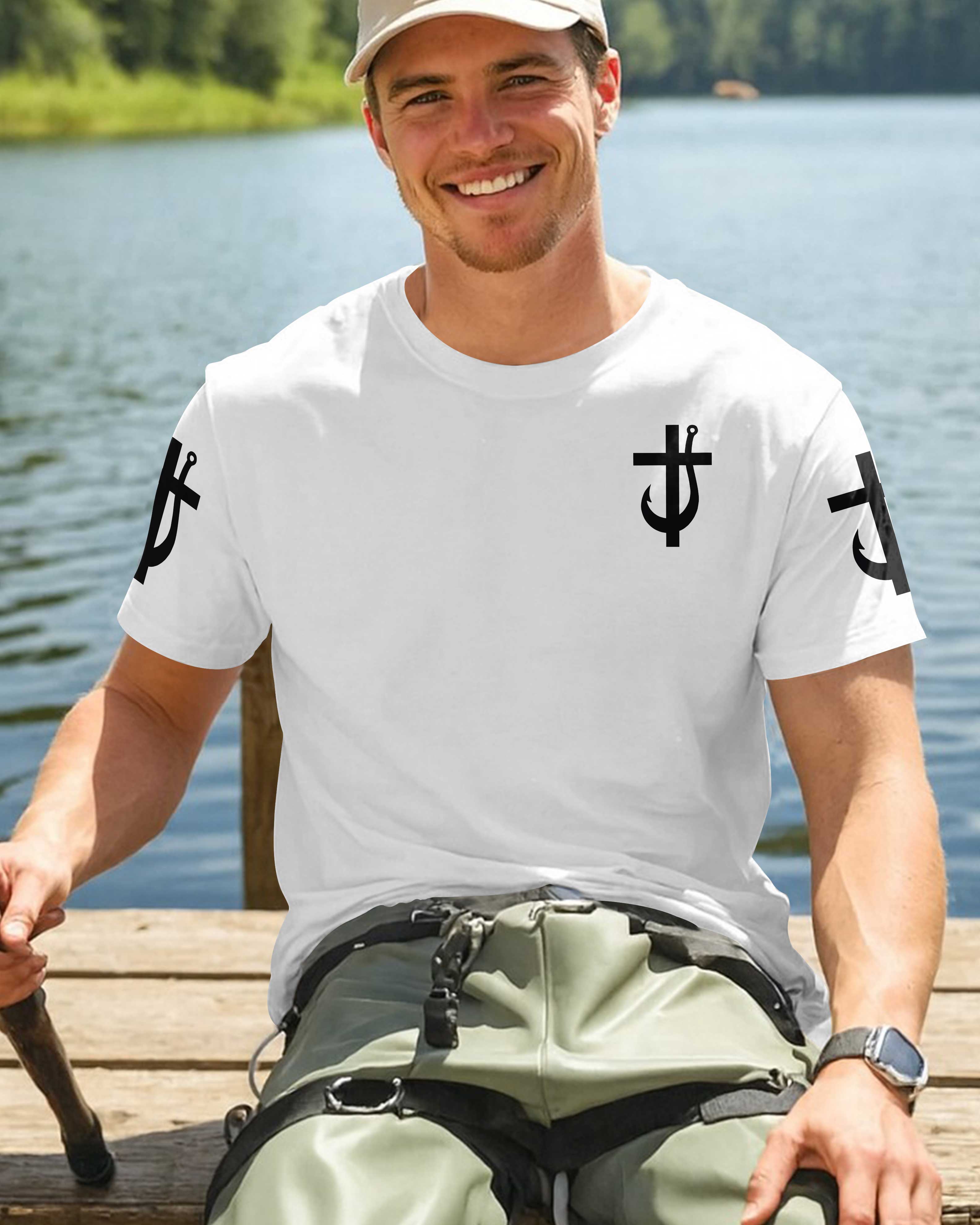 Jesus Made Me A Fisherman I Catch He Cleans All Over Print T-Shirt