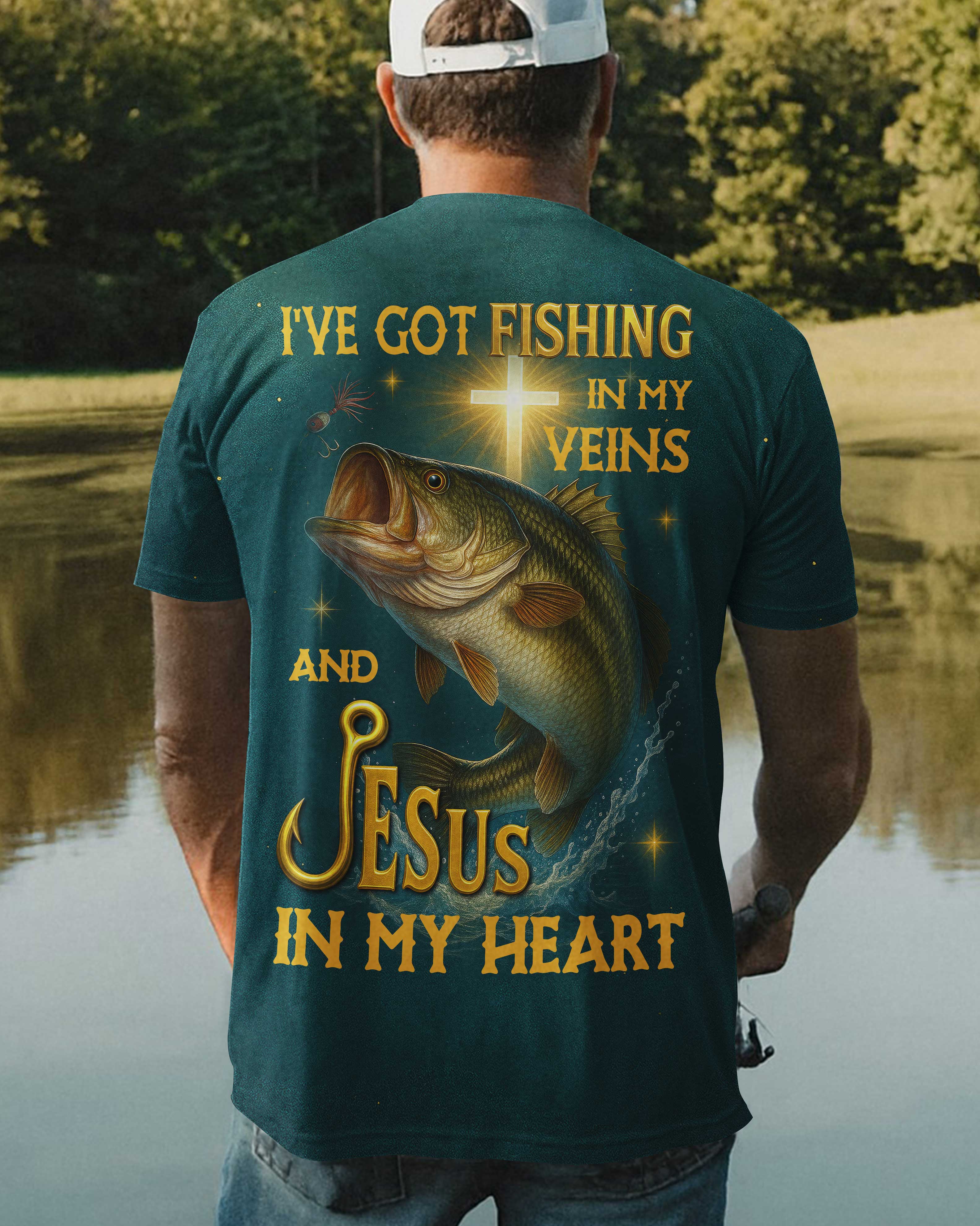 I've Got Fishing In My Veins And Jesus In My Heart All Over Print T-Shirt