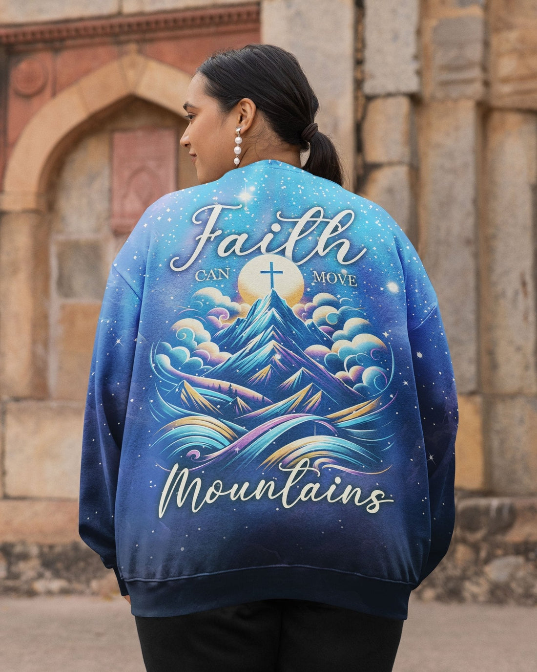 Faith Can Move Mountains All Over Print Sweater
