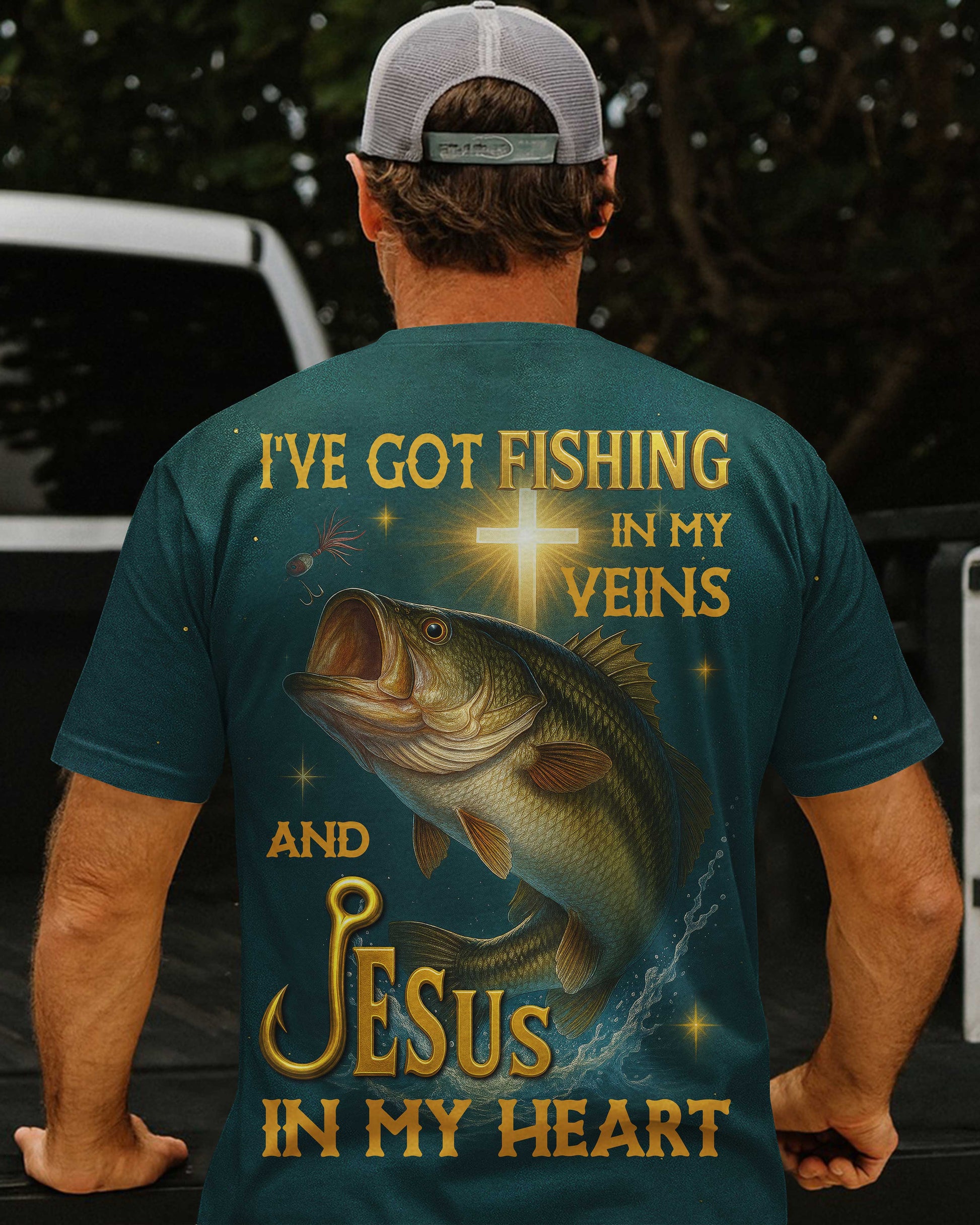 I've Got Fishing In My Veins And Jesus In My Heart All Over Print T-Shirt