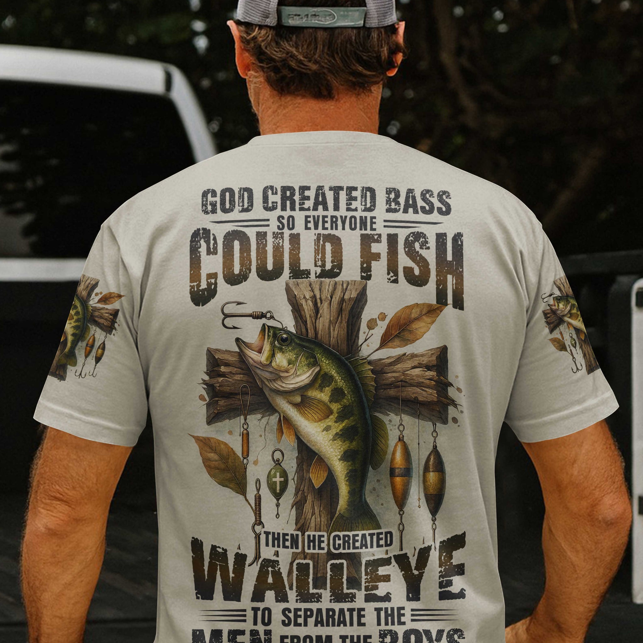 God Created Bass So Everyone Could Fish Then He Created Walleye To Separate The Men From The Boys All Over Print T-Shirt
