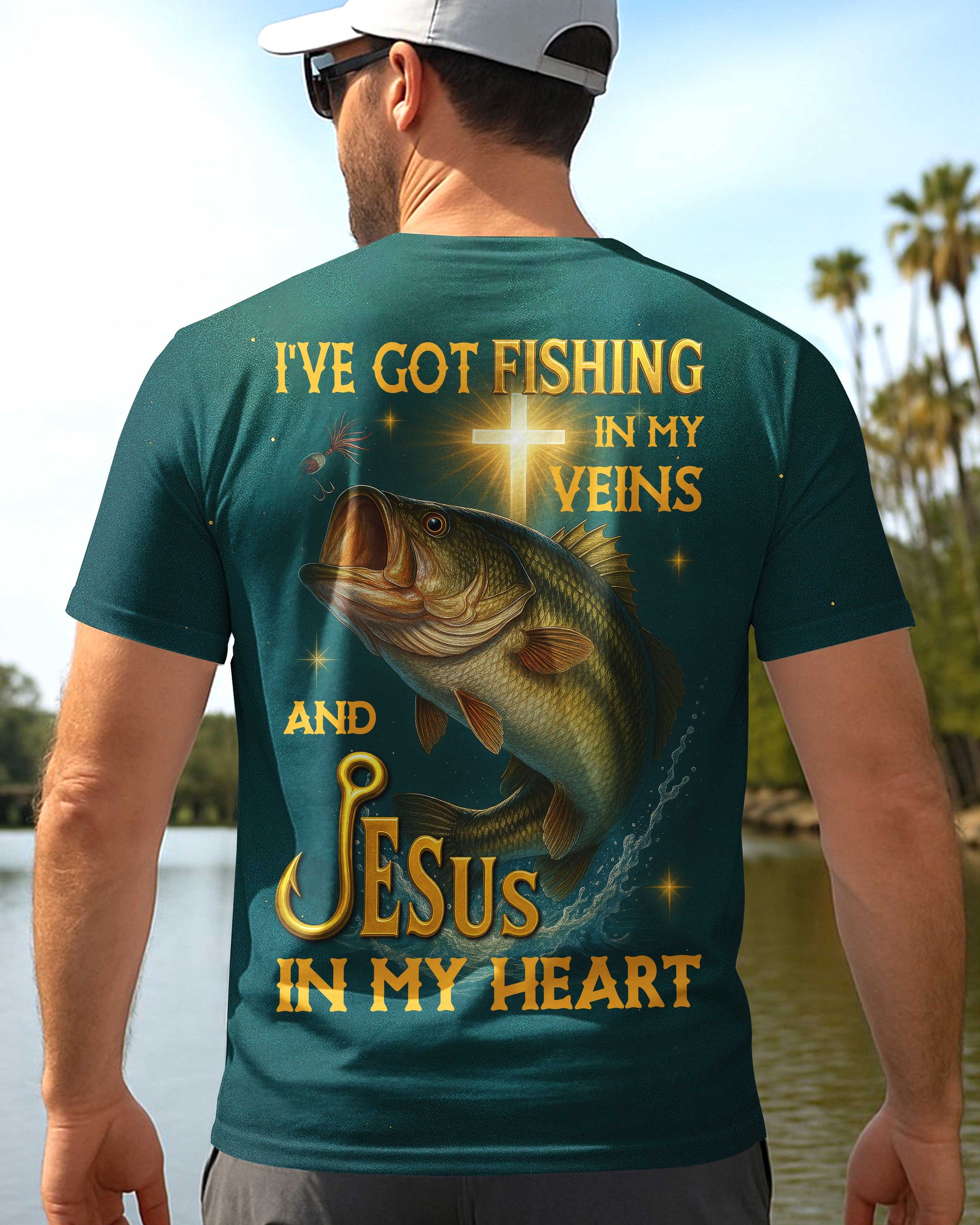 I've Got Fishing In My Veins And Jesus In My Heart All Over Print T-Shirt
