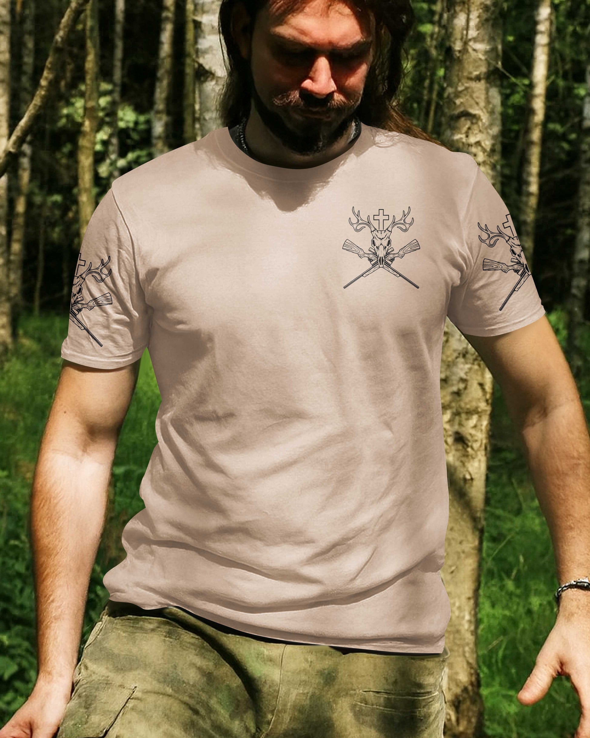 Never Underestimate An Old Man Who Believe In Jesus And Love Hunting T-Shirt