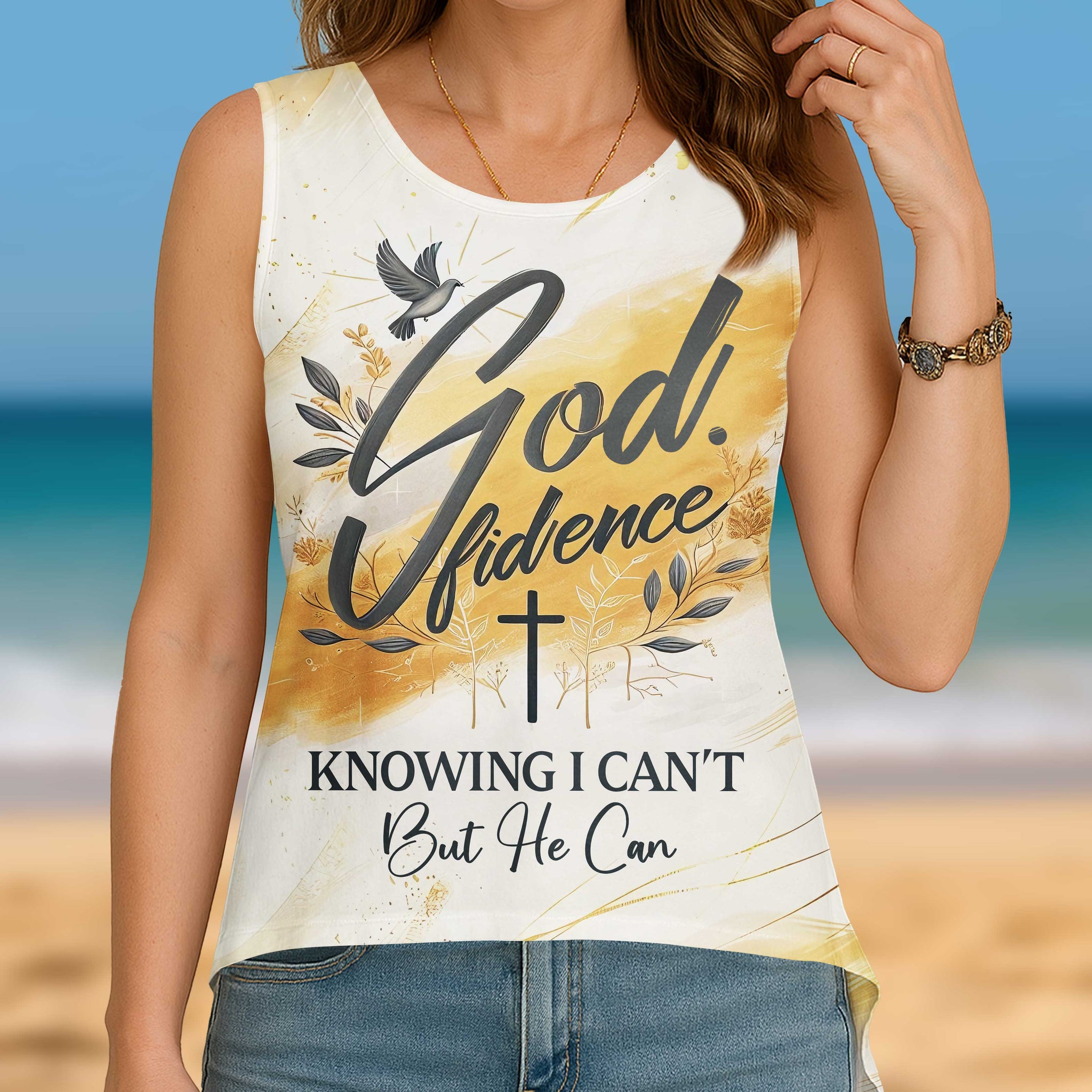 GodFidence All Over Print Crop Out Wrap Back Tank Top