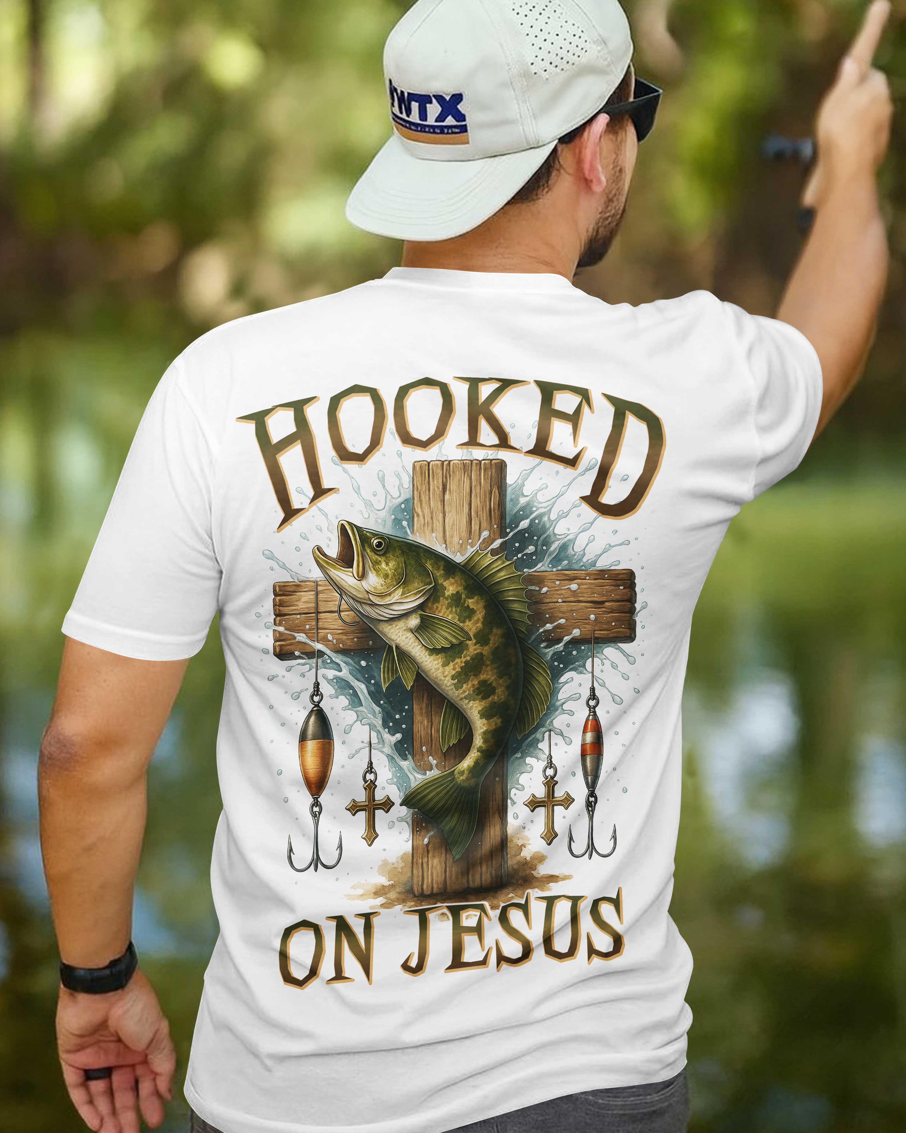 Hooked On Jesus All Over Print T-Shirt