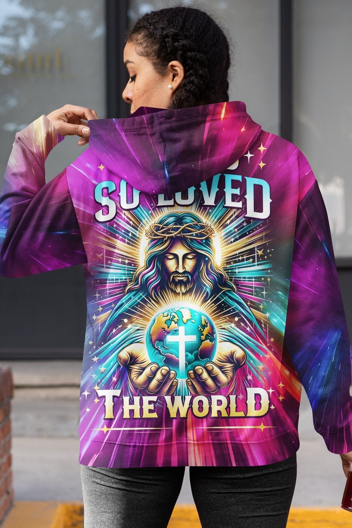 For God So Loved The World All Over Print Zip Hoodie