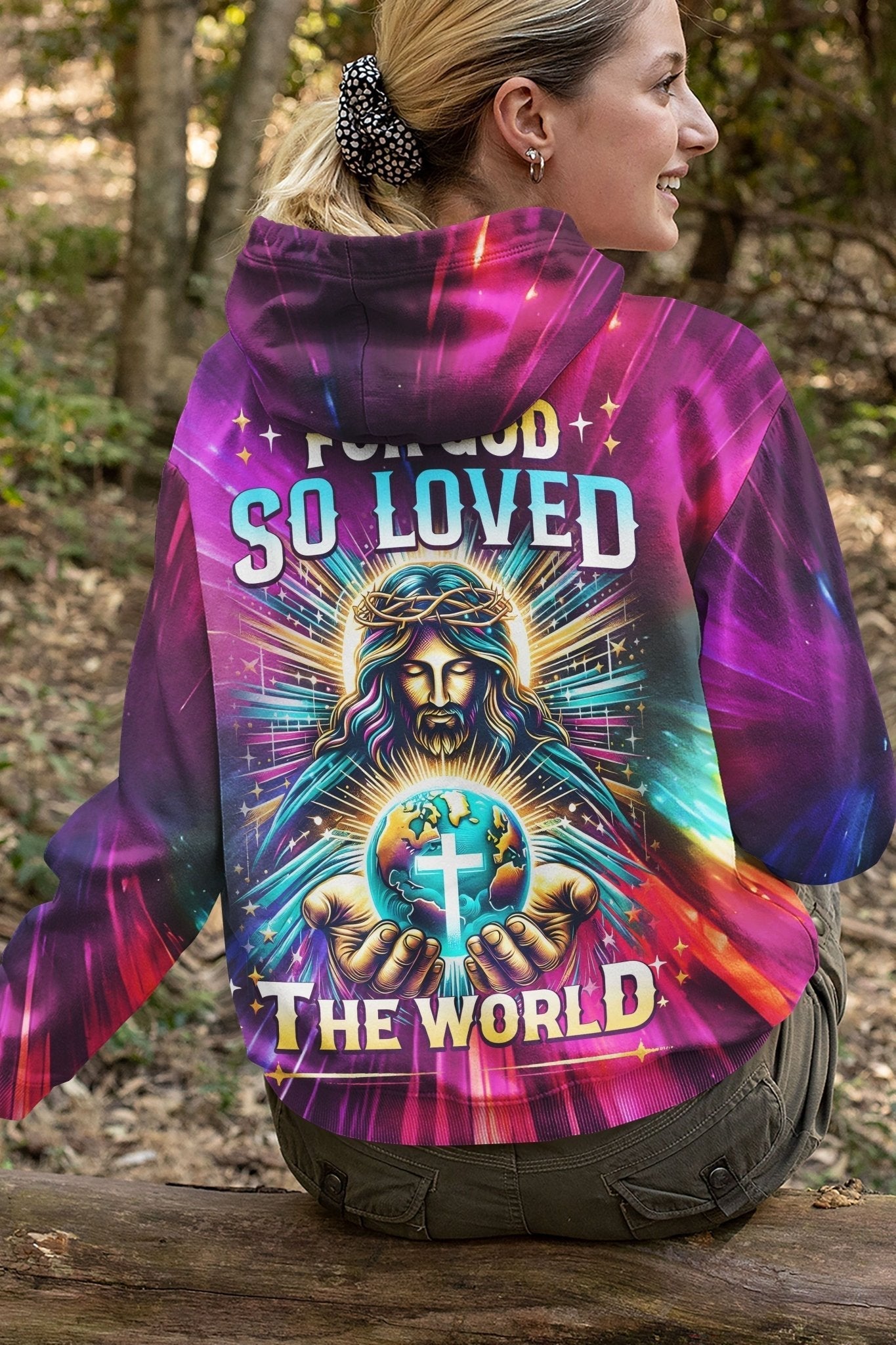 For God So Loved The World All Over Print Zip Hoodie