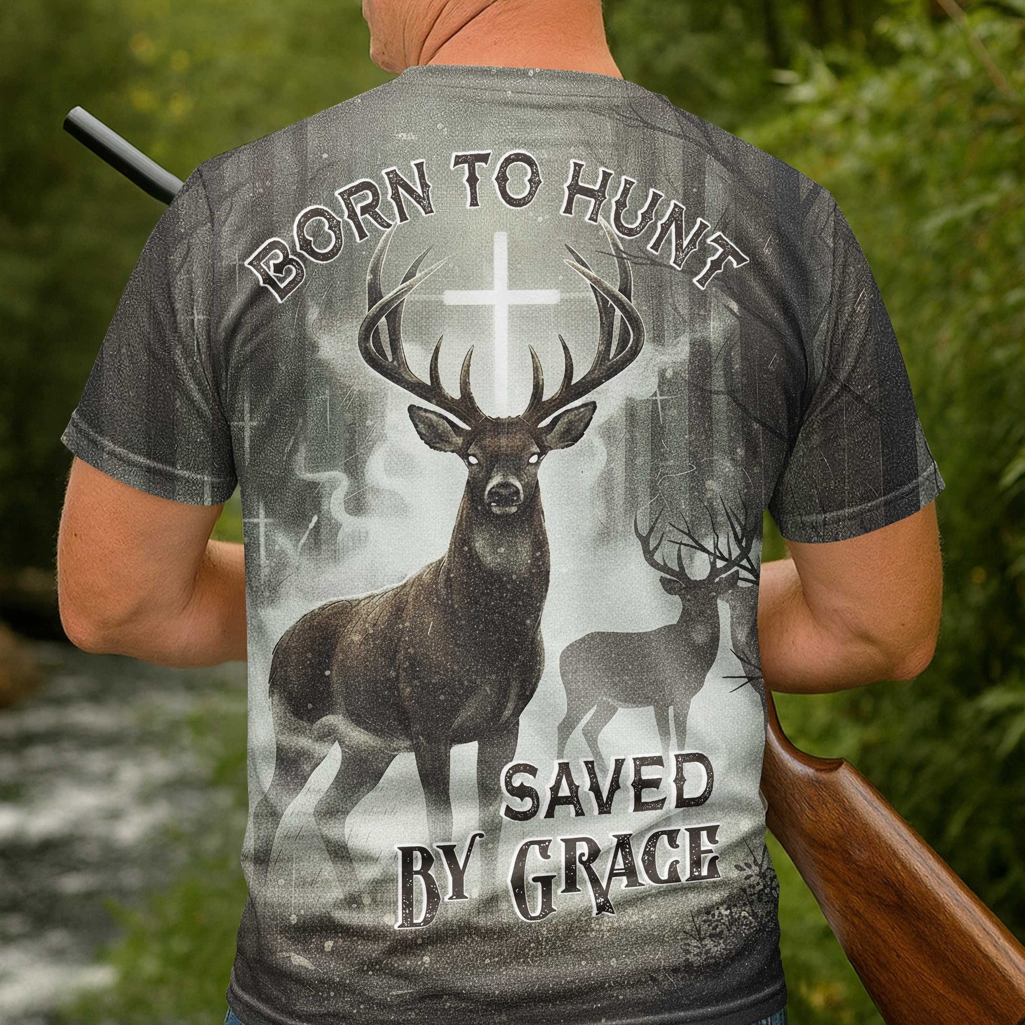 Born To Hunt Saved By Grace All Over Print T-Shirt