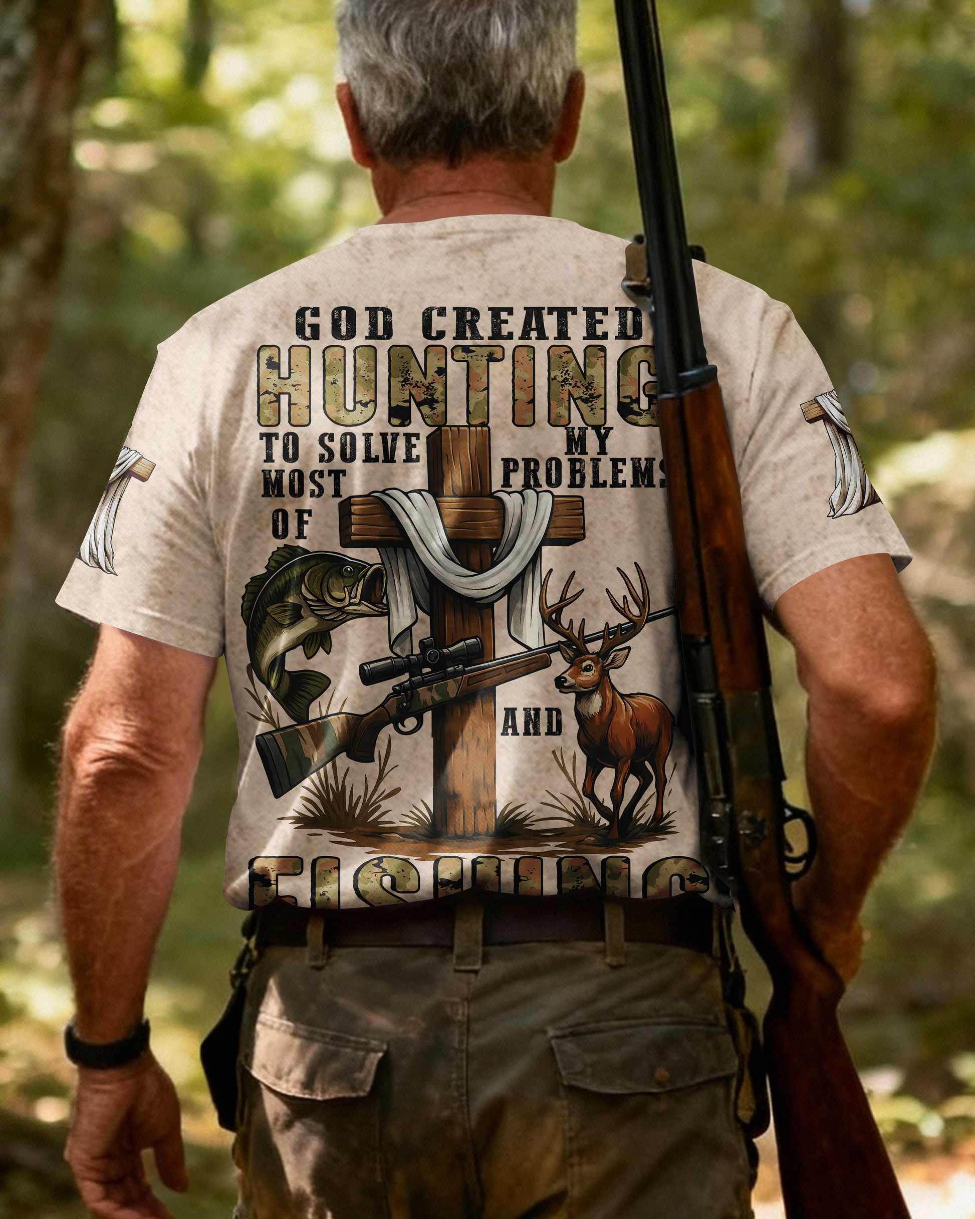 God Created Hunting To Solve Most Of My Problems And Fishing Shirt