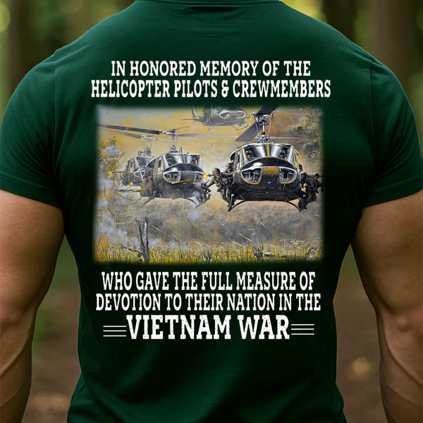 VIETNAM WAR HUEY HELICOPTER VETERAN MEMORIAL SHIRT, UH-1 DESIGN
