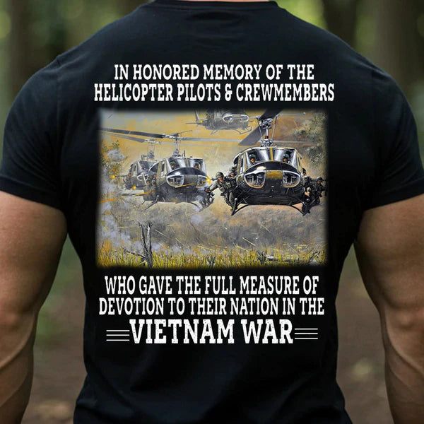 VIETNAM WAR HUEY HELICOPTER VETERAN MEMORIAL SHIRT, UH-1 DESIGN