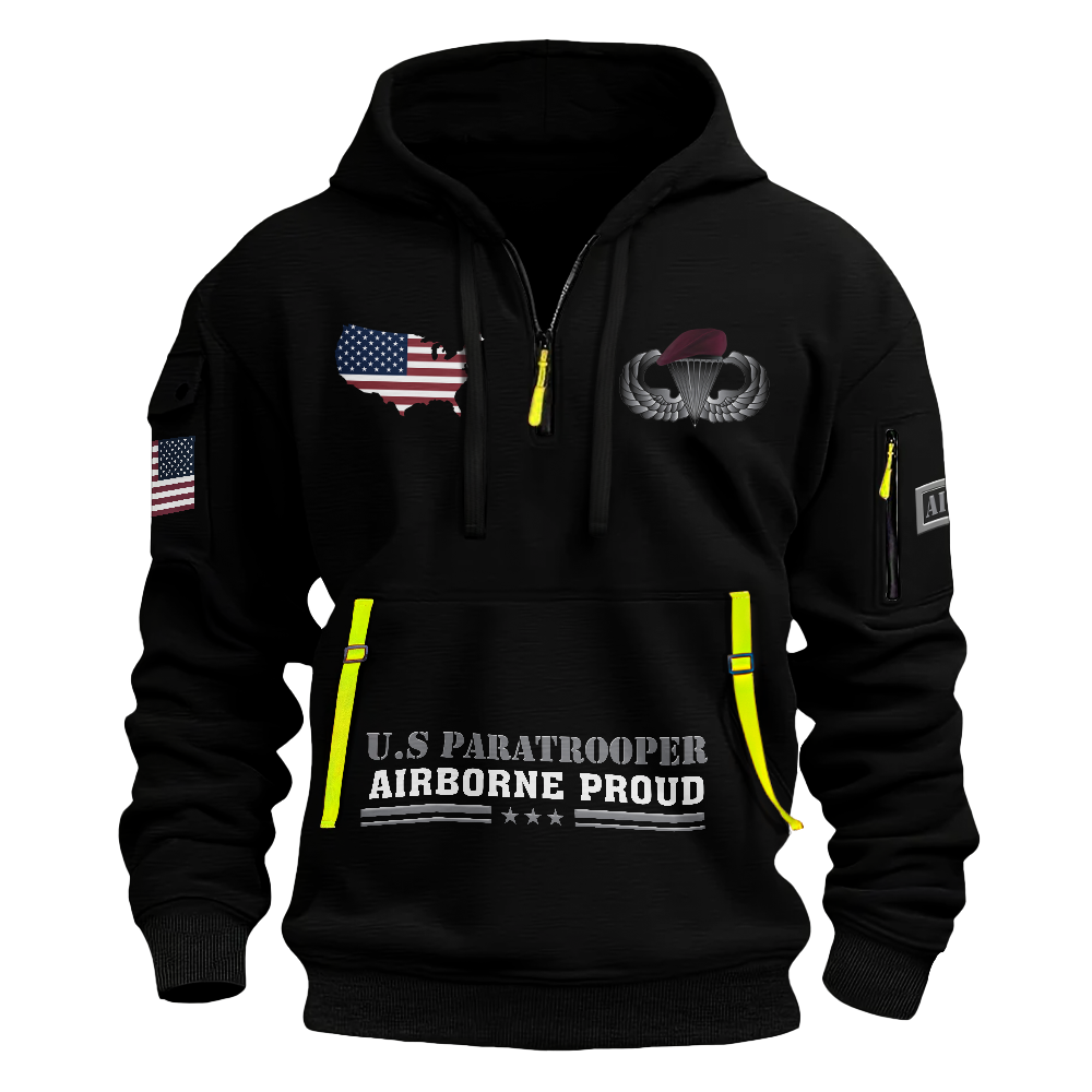 Paratrooper Airborne Proud Quarter Zip Hoodie