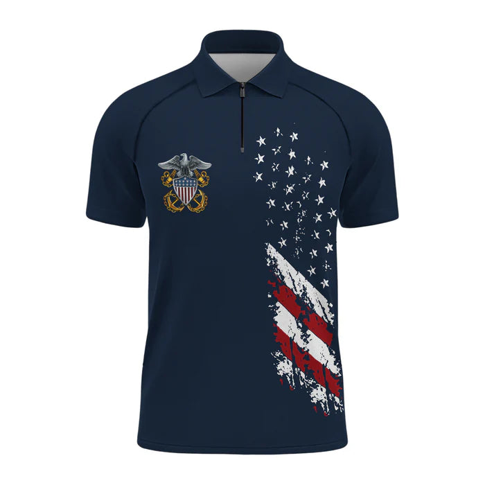 Navy 250th Anniversary Raglan Zip Polo Shirt
