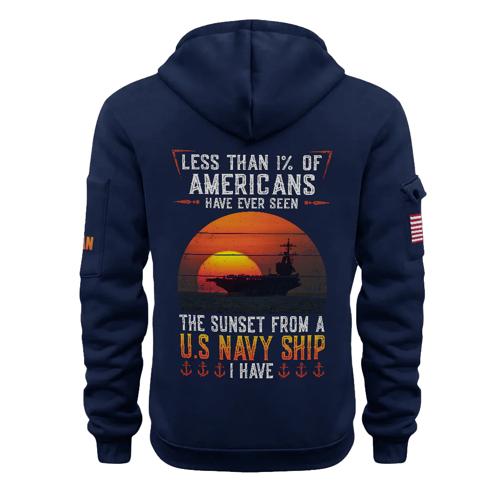 LESS THAN 1% NAVY SHIP QUARTER ZIP HOODIE