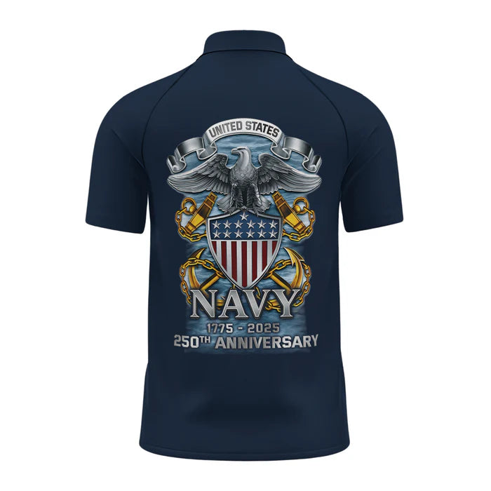 Navy 250th Anniversary Raglan Zip Polo Shirt