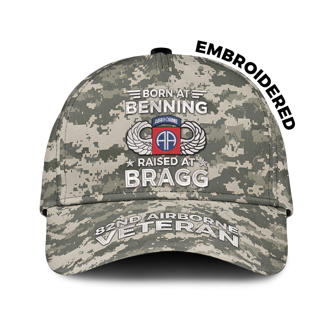 Born At Benning Raised At Bragg Embroidered & Printed Cap