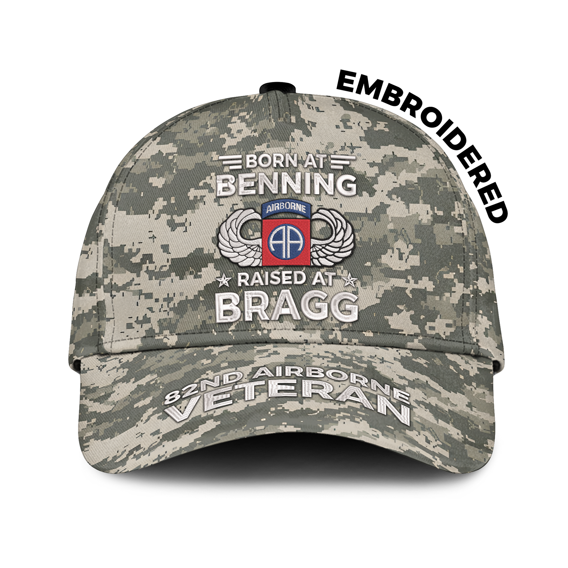 Born At Benning Raised At Bragg Embroidered & Printed Cap
