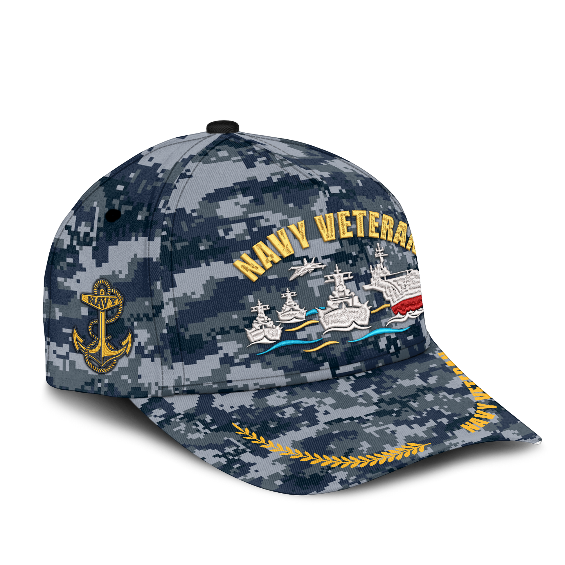Navy Veteran Embroidered & Printed Cap