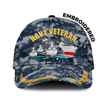 Navy Veteran Embroidered & Printed Cap