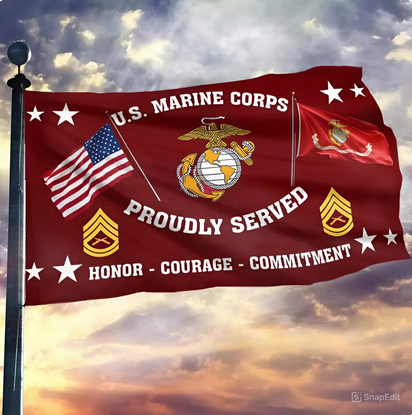 United States Marine Corps  Proudly Served  Flag